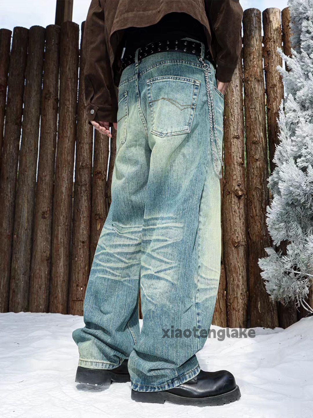 Vintage Custom washed faded loose baggy skate hiphop jeans Size US 32 / EU 48 - 3 Thumbnail