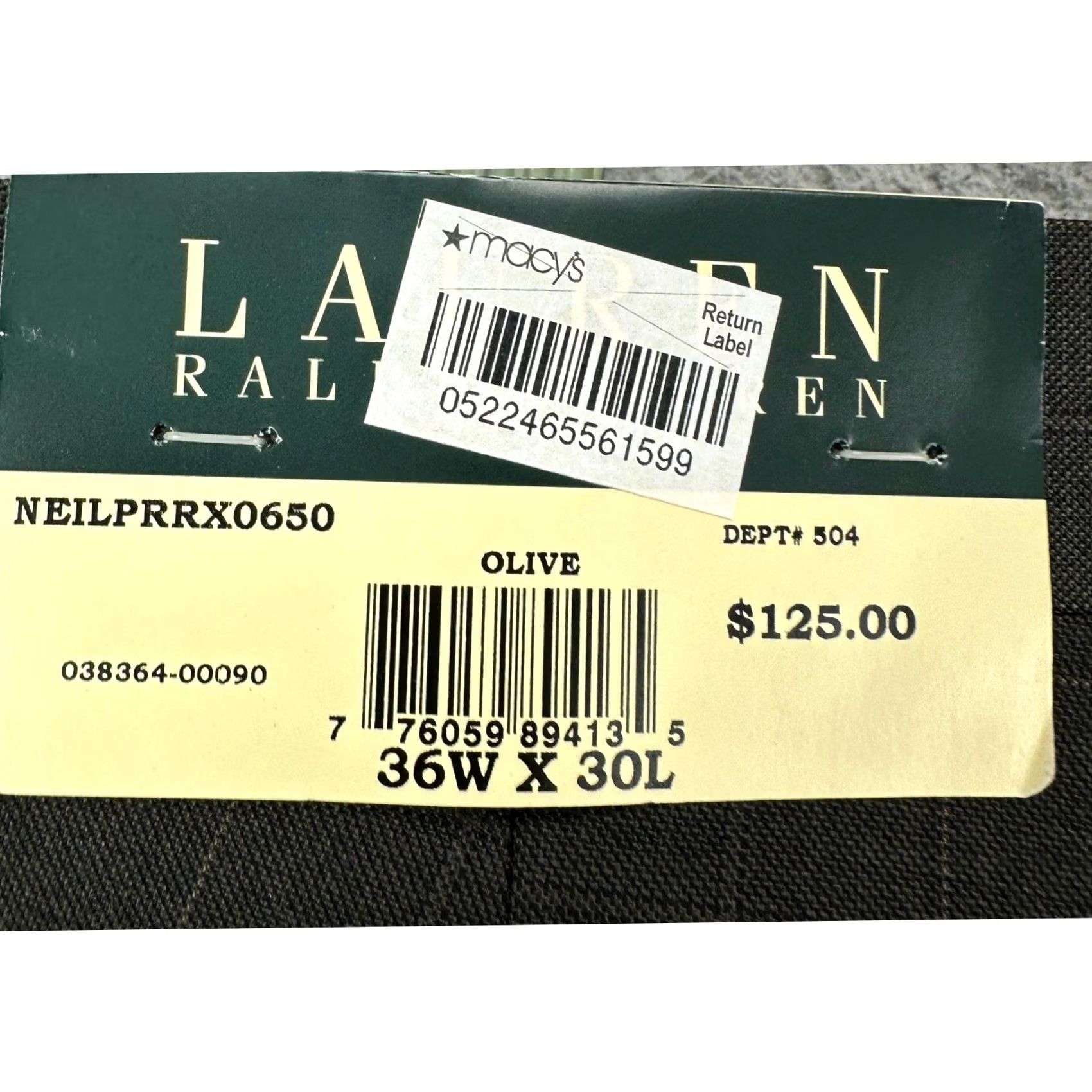 Ralph Lauren NEW Lauren Ralph Lauren Mens 36X30 Pants Dress Olive Wool Pleated 100% Authentic Size US 36 / EU 52 - 2 Thumbnail