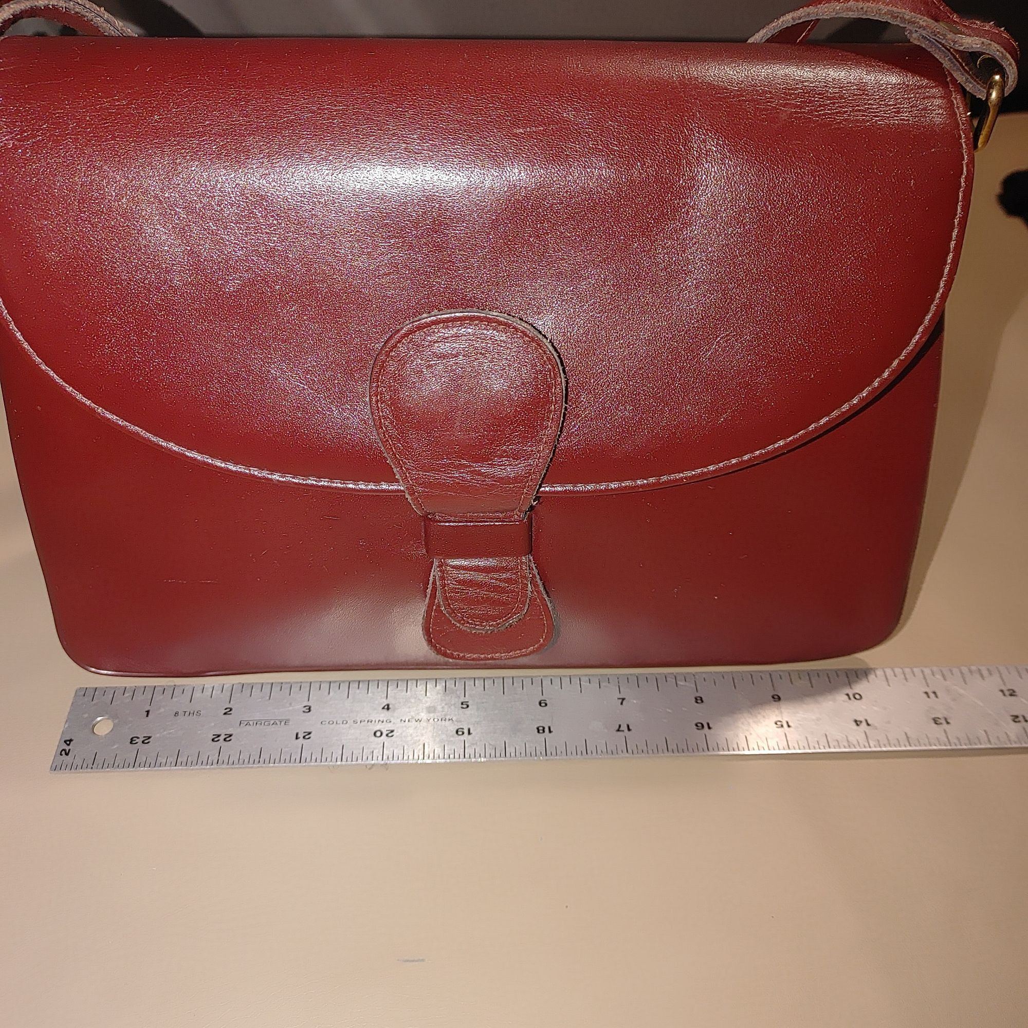 Other Etra Burgundy Leather Shoulder Bag Vintage Flap Closure Adju Size ONE SIZE - 6 Thumbnail