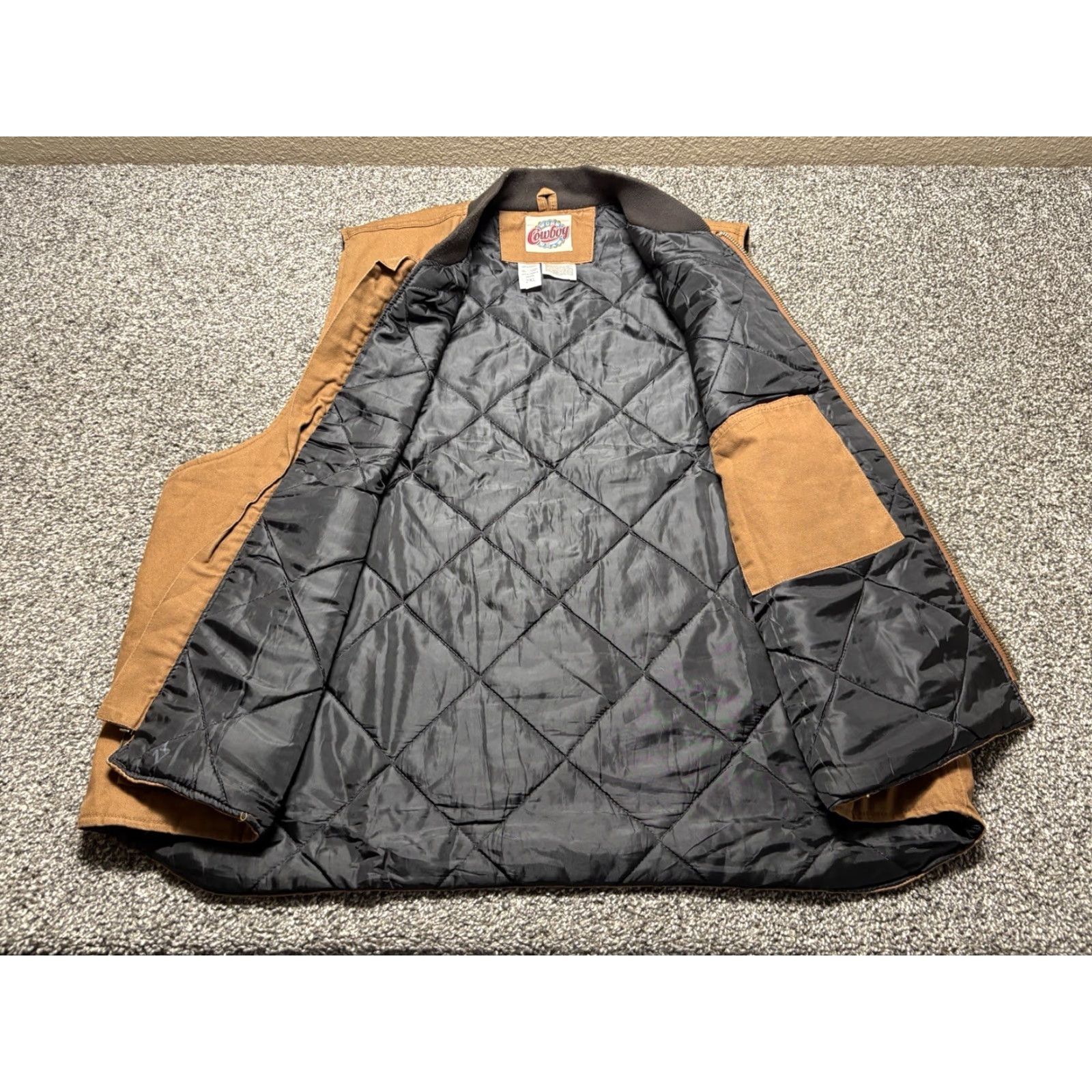 Vintage VINTAGE Cowboy Work Wear Vest Mens 2XL Canvas Brown Quilted Nylon Lined Full Zip USA Size US XXL / EU 58 / 5 - 4 Thumbnail