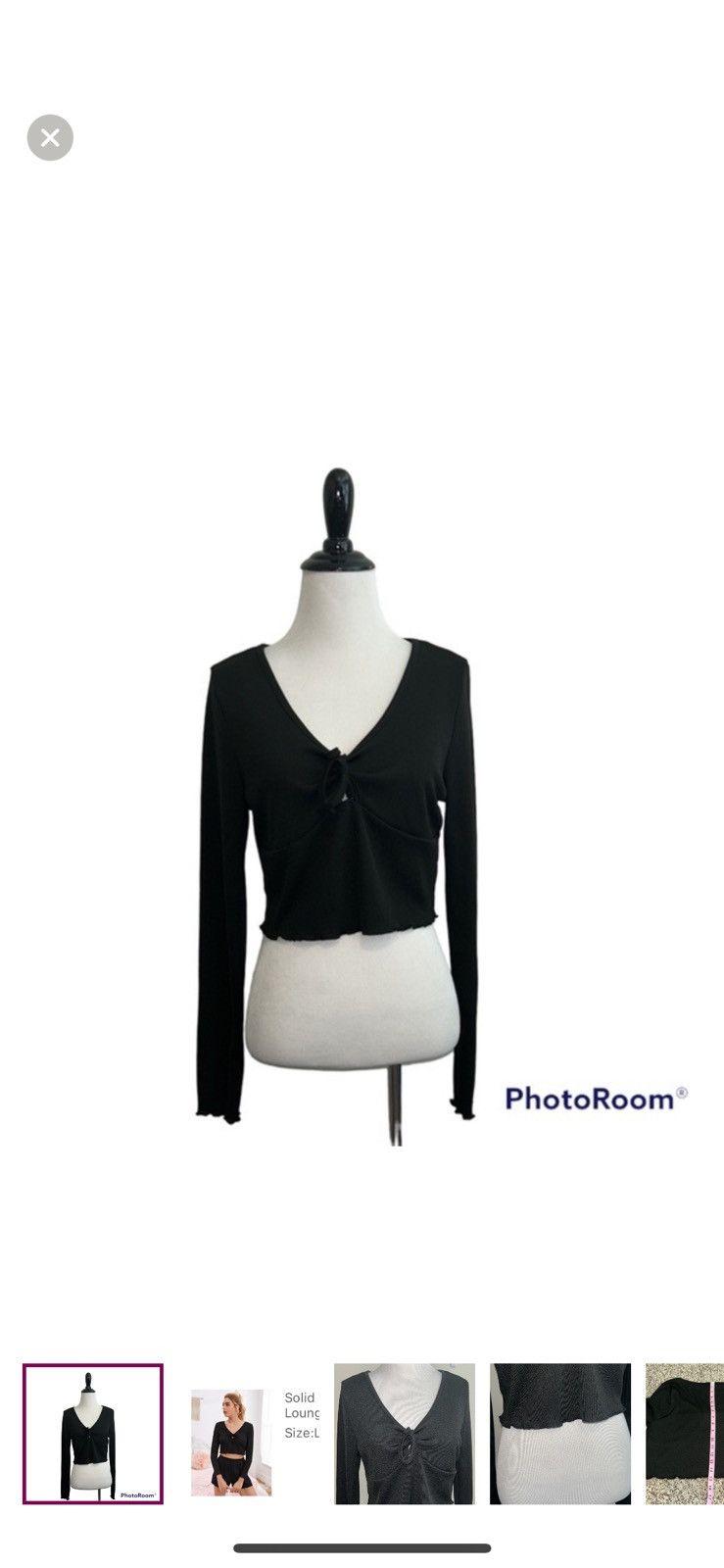 Shein Shein large tie front lettuce trim cropped top Size L / US 10 / IT 46 - 1 Thumbnail