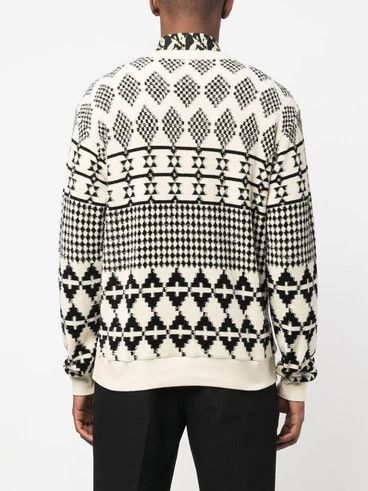 Saint Laurent Paris o1bcso1str0125 Sweatshirt Jacquard Jersey in Natural/Black Size US XXL / EU 58 / 5 - 5 Thumbnail