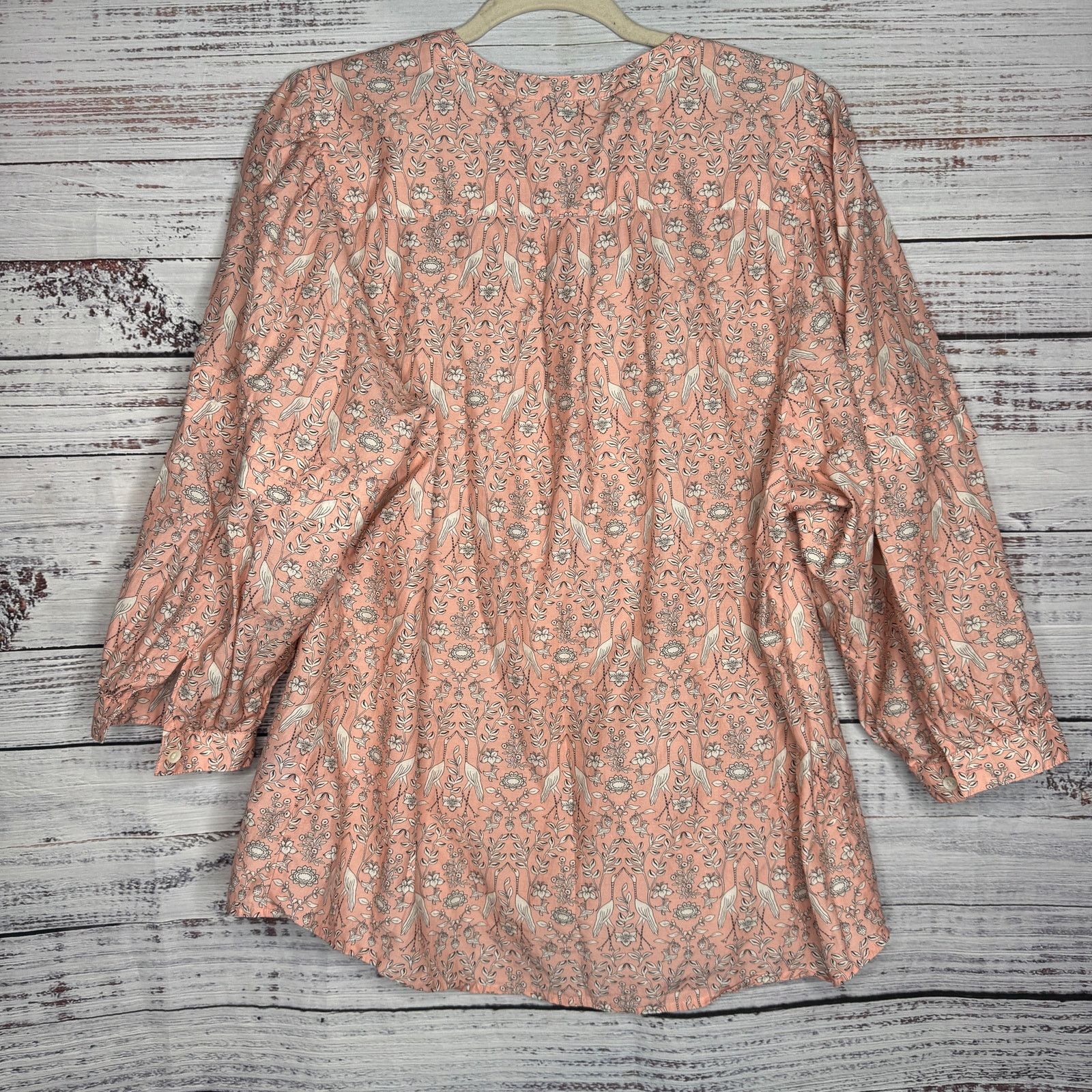 J.McLaughlin J.Mclaughlin Laramie XLarge Pink Bird Floral Silk Blend 3/4 Size XL / US 12-14 / IT 48-50 - 5 Thumbnail
