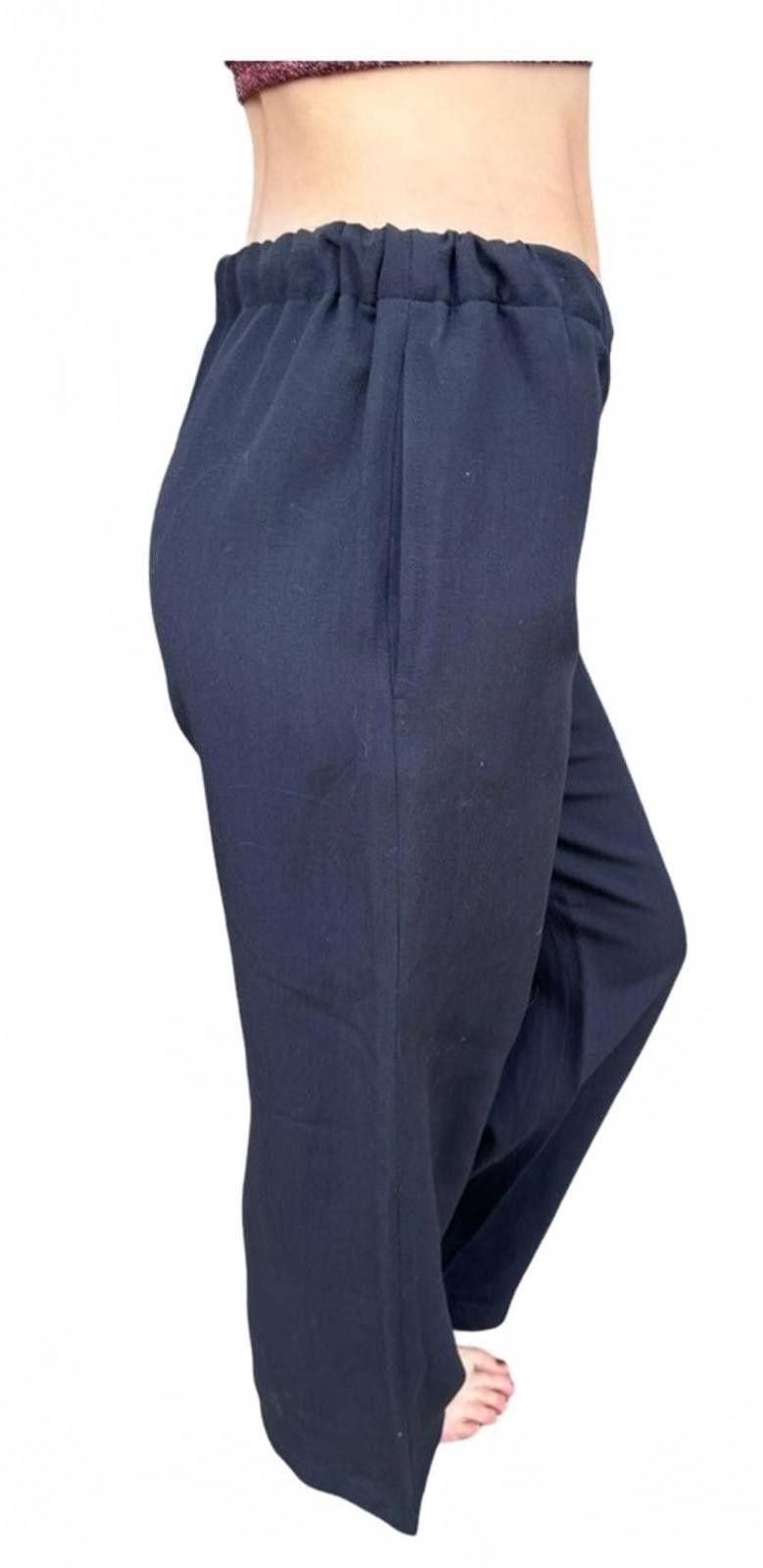Designer ASPESI Blu Wool Wide Leg Trousers – Midnight Blue 38/M Size 32" / US 10 / IT 46 - 6 Thumbnail