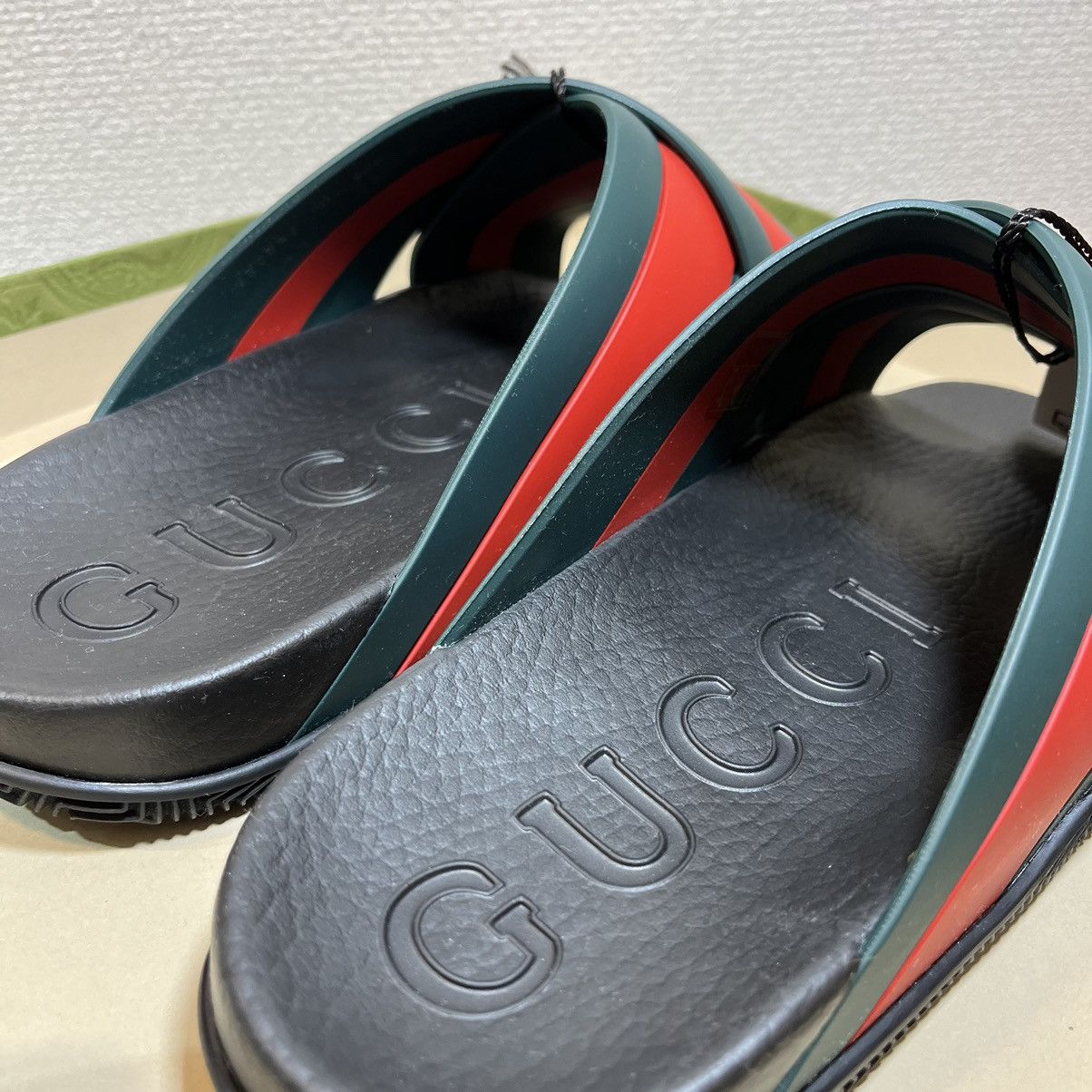 Gucci GUCCI rubber sandals GG BLACK RED GREEN 10 NEW Size US 10.5 / EU 43-44 - 6 Thumbnail