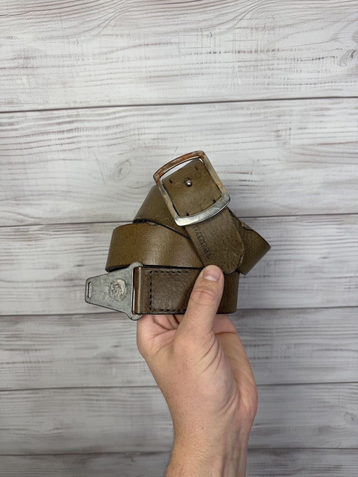Diesel Y2K Diesel Belt Leather Metal Logo Japanese Size ONE SIZE - 1 Thumbnail