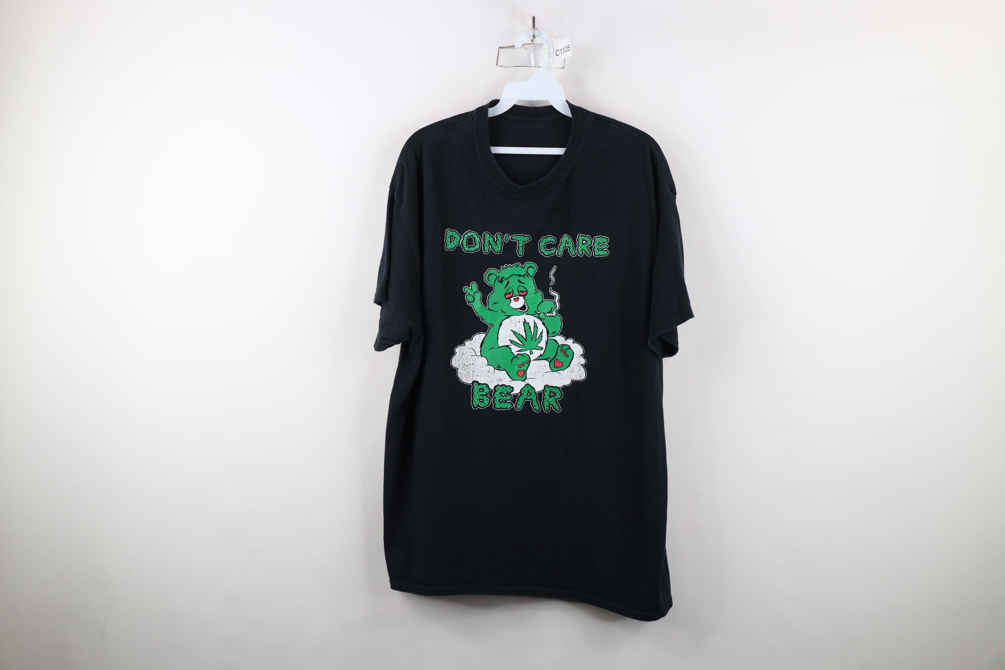 Vintage Vintage Streetwear Marijuana Don't Care Bear T-Shirt Black Size US XL / EU 56 / 4 - 1 Thumbnail