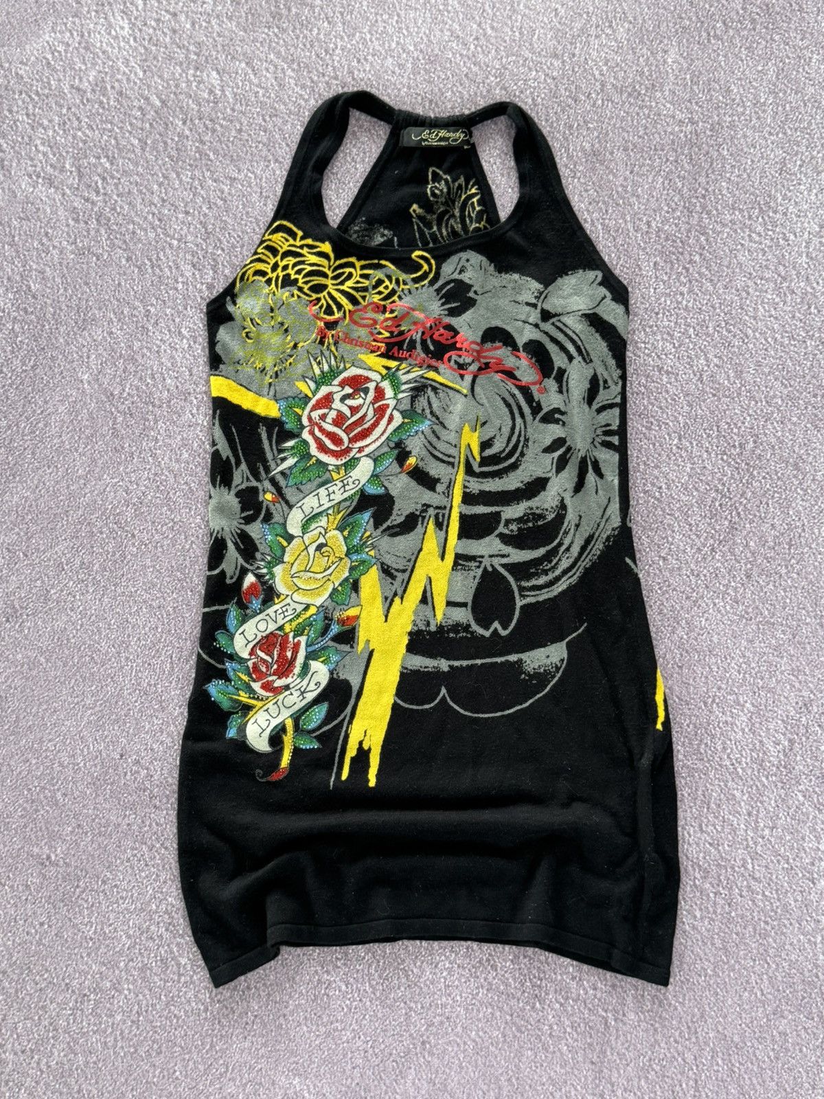 Ed Hardy Ed Hardy Y2K Wool Glamour Print Mini Dress With Rhinestones Size M / US 6-8 / IT 42-44 - 1 Thumbnail