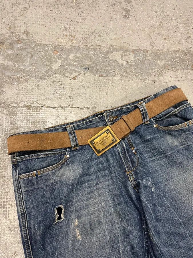 Dolce & Gabbana 2000s Dolce & Gabbana Golden Milano Buckle Brown Leather Belt Size ONE SIZE - 3 Thumbnail