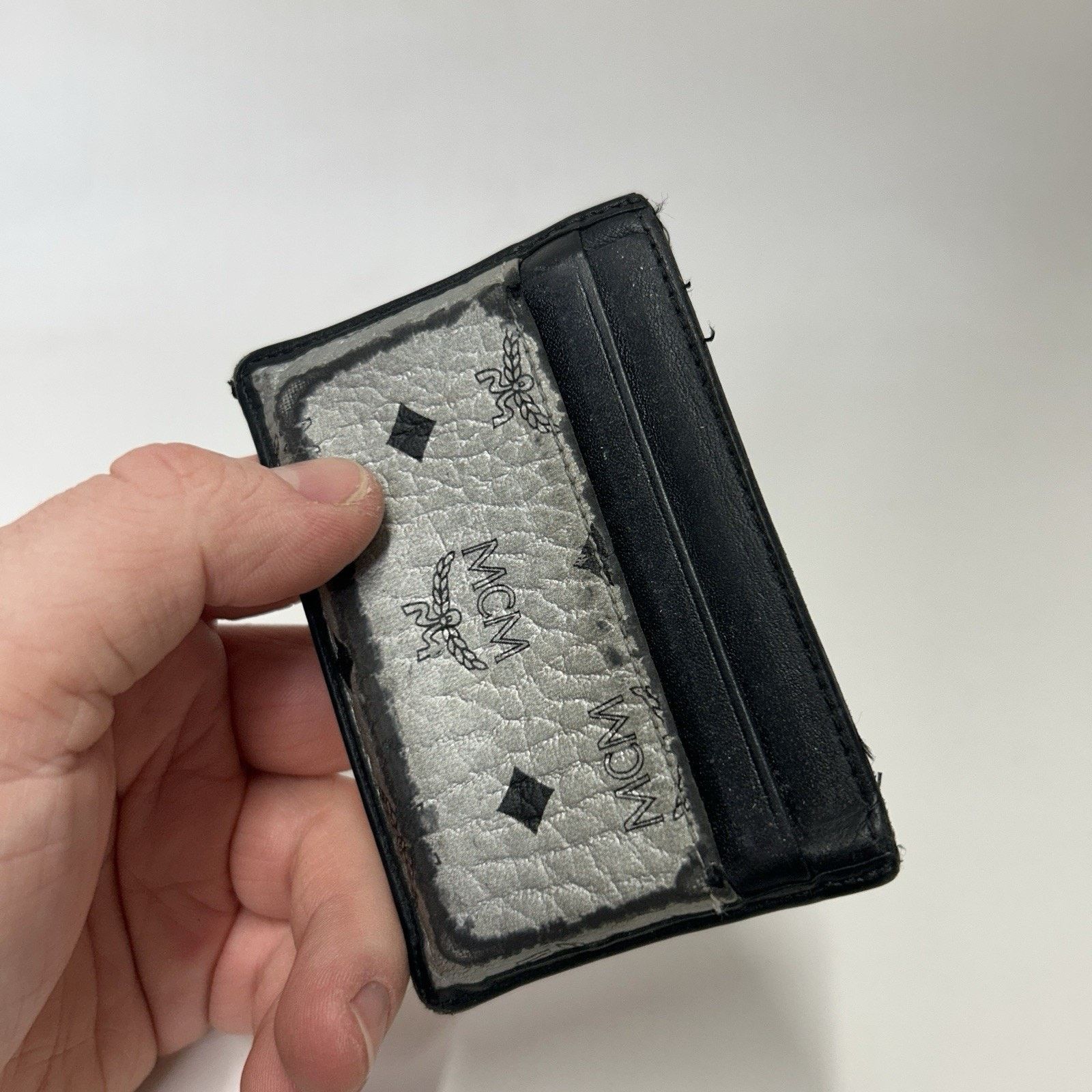 MCM MCM Spot Visetos Mini Card Case Wallet “Silver & Black” Size ONE SIZE - 3 Thumbnail