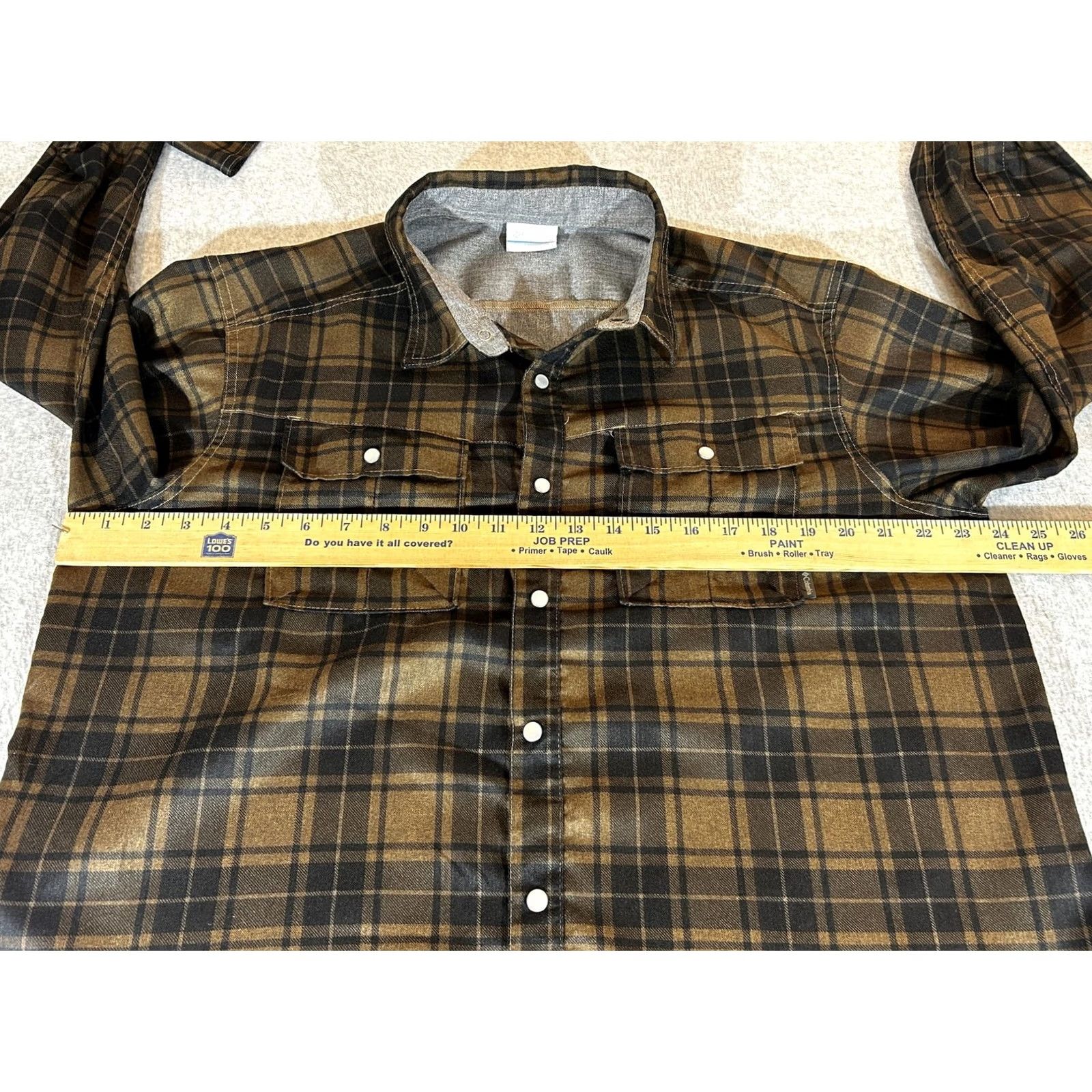 Vintage Columbia Flannel Shirt Mens Large Plaid Pearl Snap Lined Long Sleeve Outdoor Shirt Mens L Brown Plaid Outdoor Mens Shirt Size US L / EU 52-54 / 3 - 3 Thumbnail