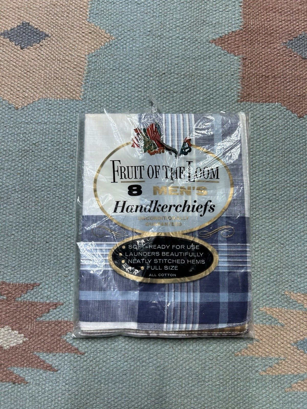 Vintage Vtg 60s fruit of the loom handkerchiefs 8 pack plaid cotton Size ONE SIZE - 1 Thumbnail
