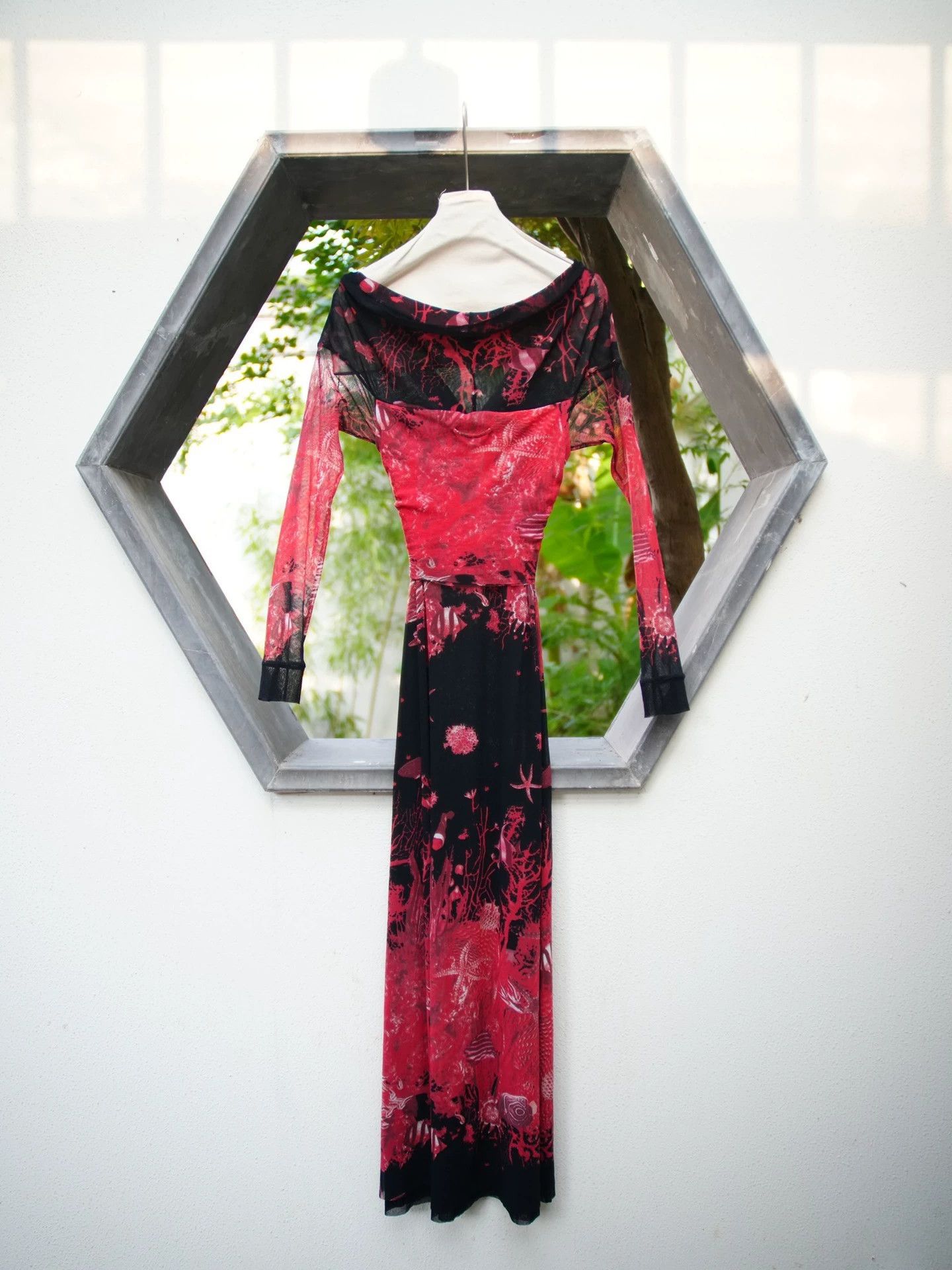 Jean Paul Gaultier JPG 1999 Vintage Red Black Underwater Tulle Dress Size S / US 4 / IT 40 - 3 Thumbnail