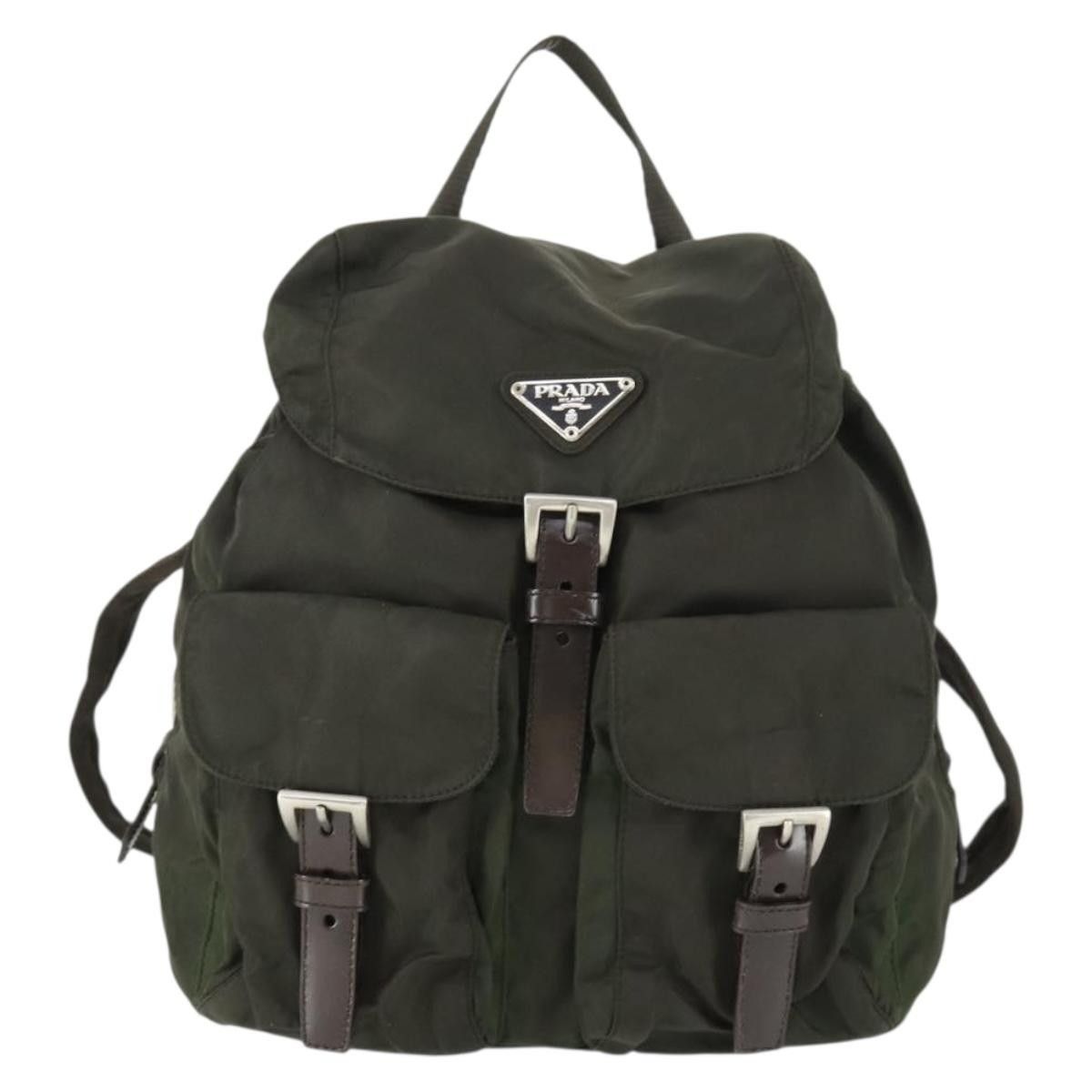 Prada PRADA Backpack Nylon Khaki Silver Auth 168379 - Jerrillo Size ONE SIZE - 2 Thumbnail