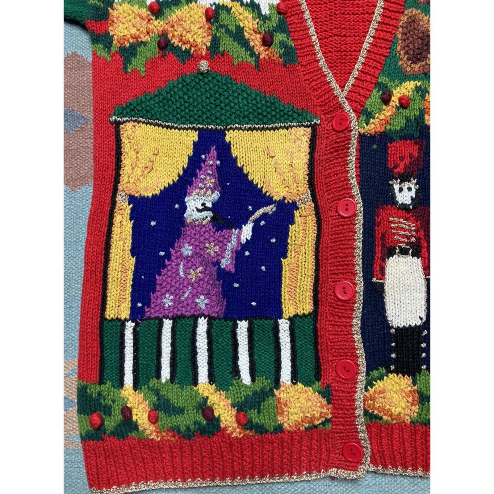 Vintage VINTAGE Marisa Christina sweater Christmas ramie teddy bear large Cardigan Women L Red Knit Size L / US 10 / IT 46 - 2 Thumbnail