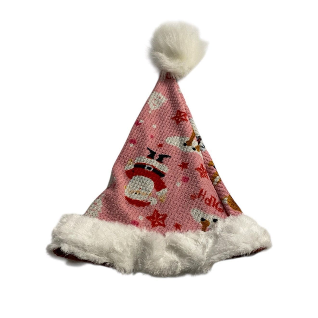 Handmade Upcycled Pink Rudolph Santa Hat OSFM Size ONE SIZE - 2 Thumbnail