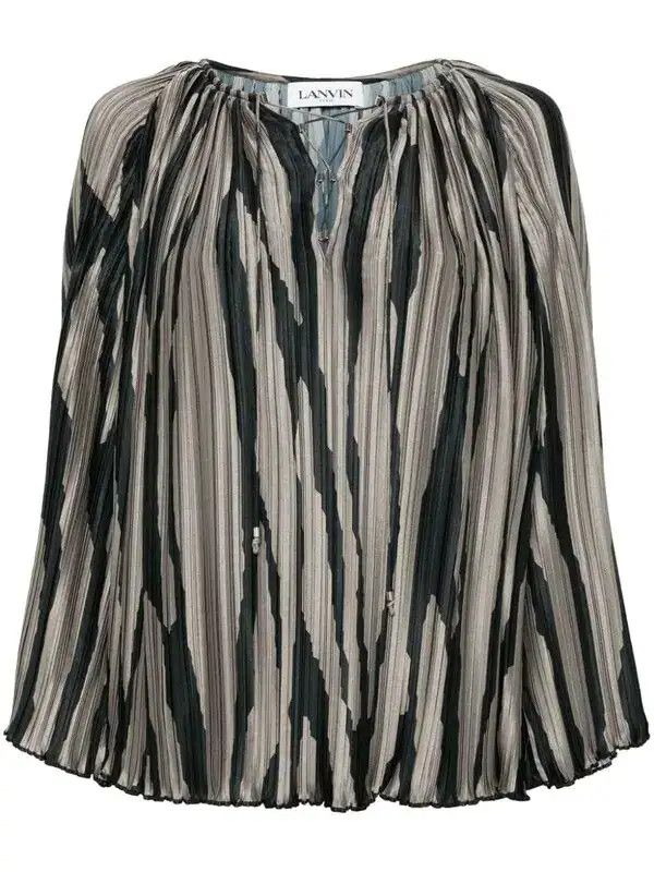 Lanvin o1y0326 Blouse in Gray/Black Size L / US 10 / IT 46 - 1 Thumbnail