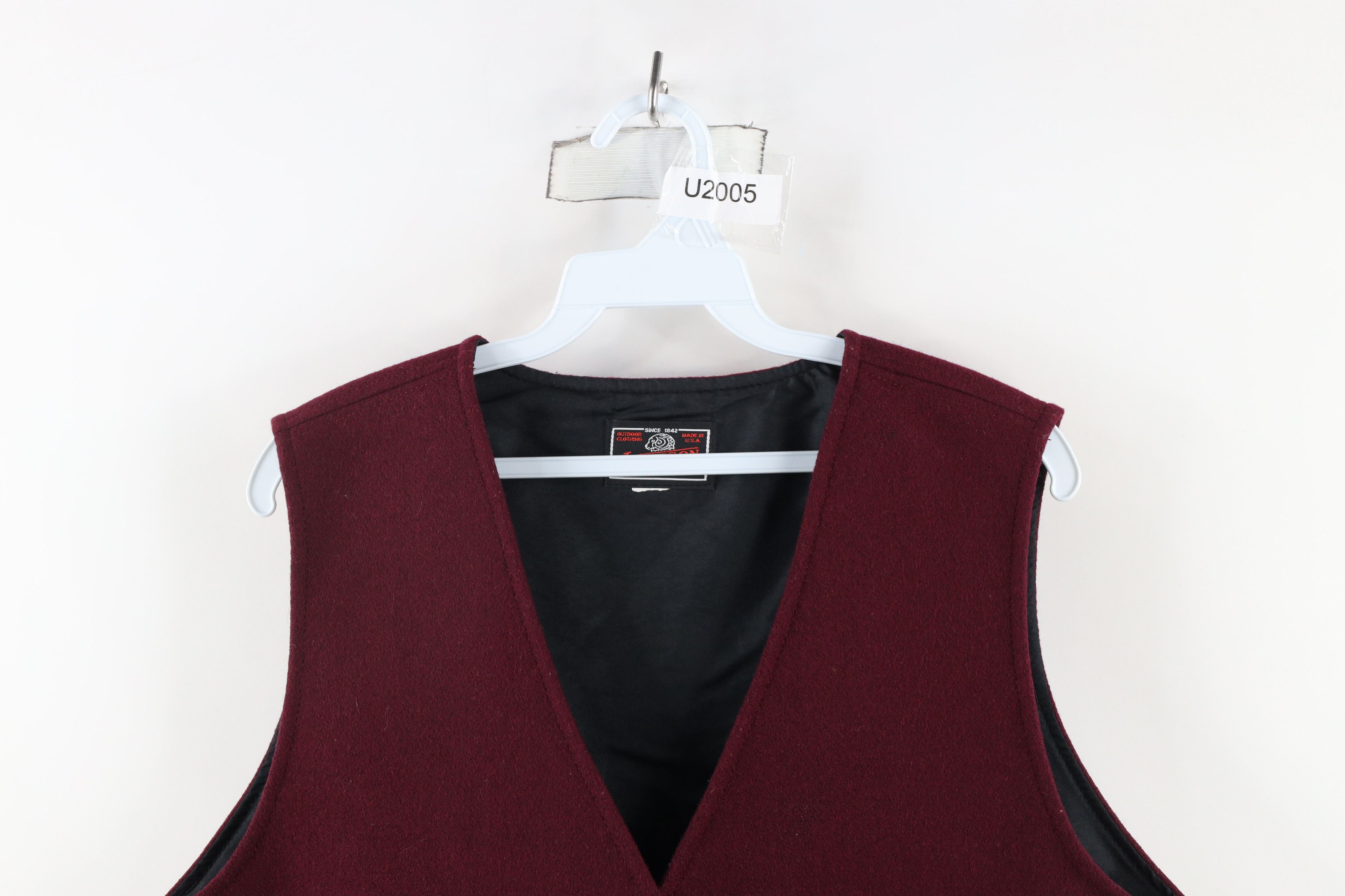 Vintage Vintage 90s Streetwear Back Button Vest Jacket Maroon USA Size L / US 10 / IT 46 - 2 Thumbnail