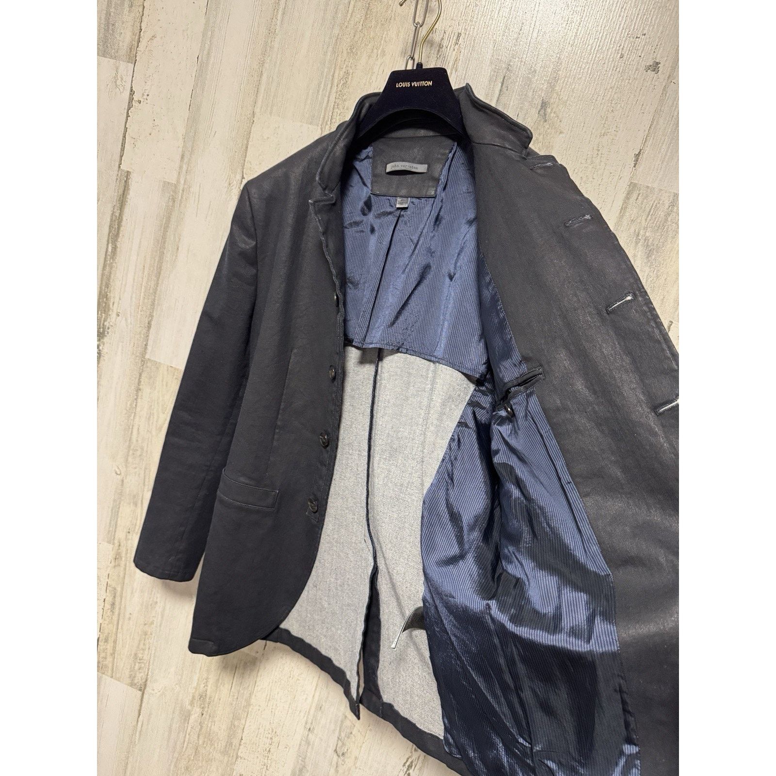 John Varvatos John Varvatos BRIA Blue Waxed Lightweight Moto Jacket Size US S / EU 44-46 / 1 - 4 Thumbnail