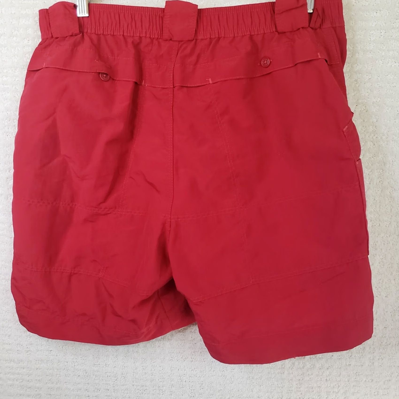 Vintage AFTCO Men’s Cargo Shorts Red 38x8 Casual Flat Front Stretch Waist Nylon UV Quick Dry Pockets Embroidered Logo Size US 38 / EU 54 - 6 Thumbnail