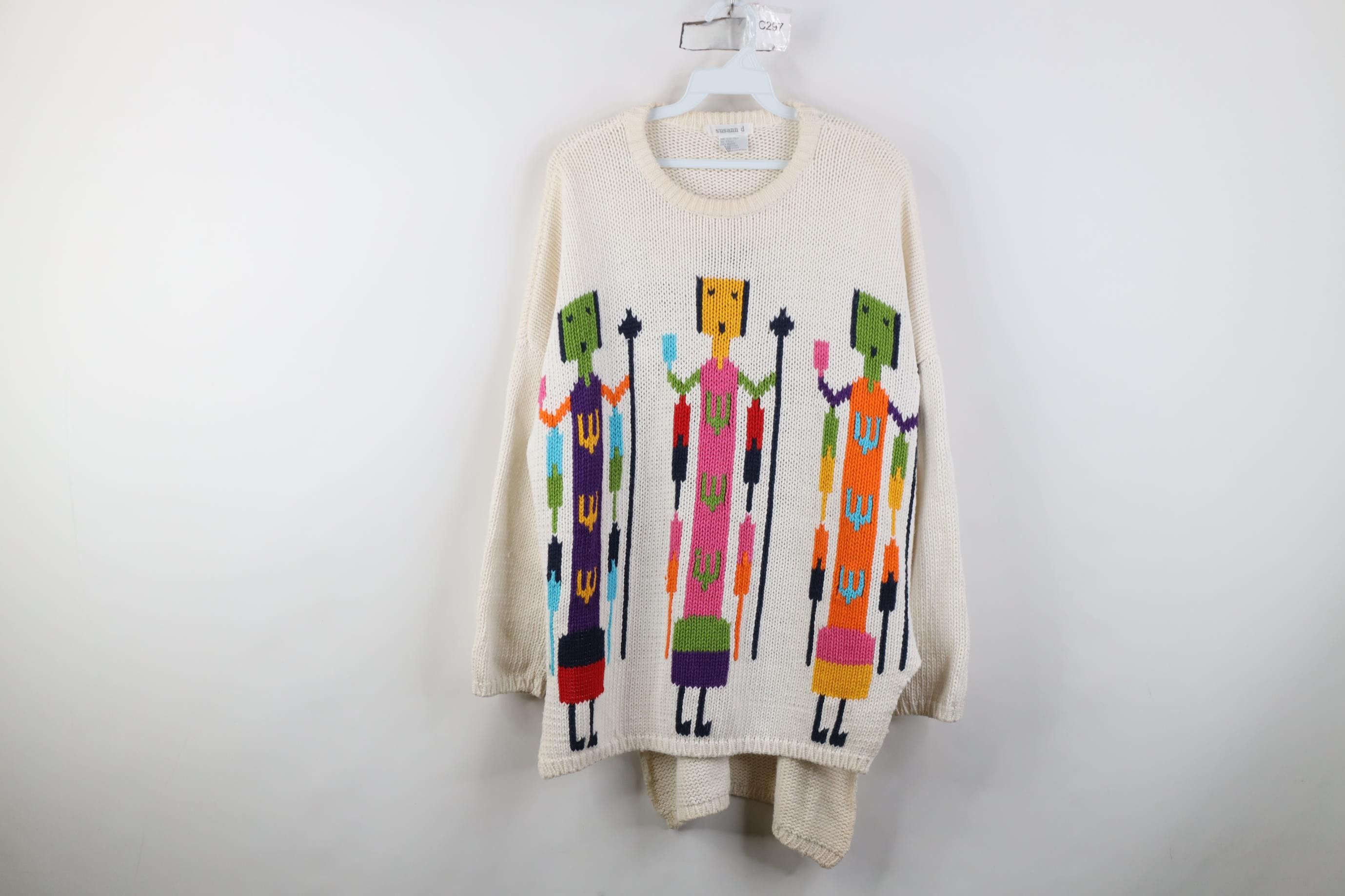 Vintage Vintage 90s Streetwear Intarsia Southwestern Folk Sweater Size ONE SIZE - 1 Thumbnail