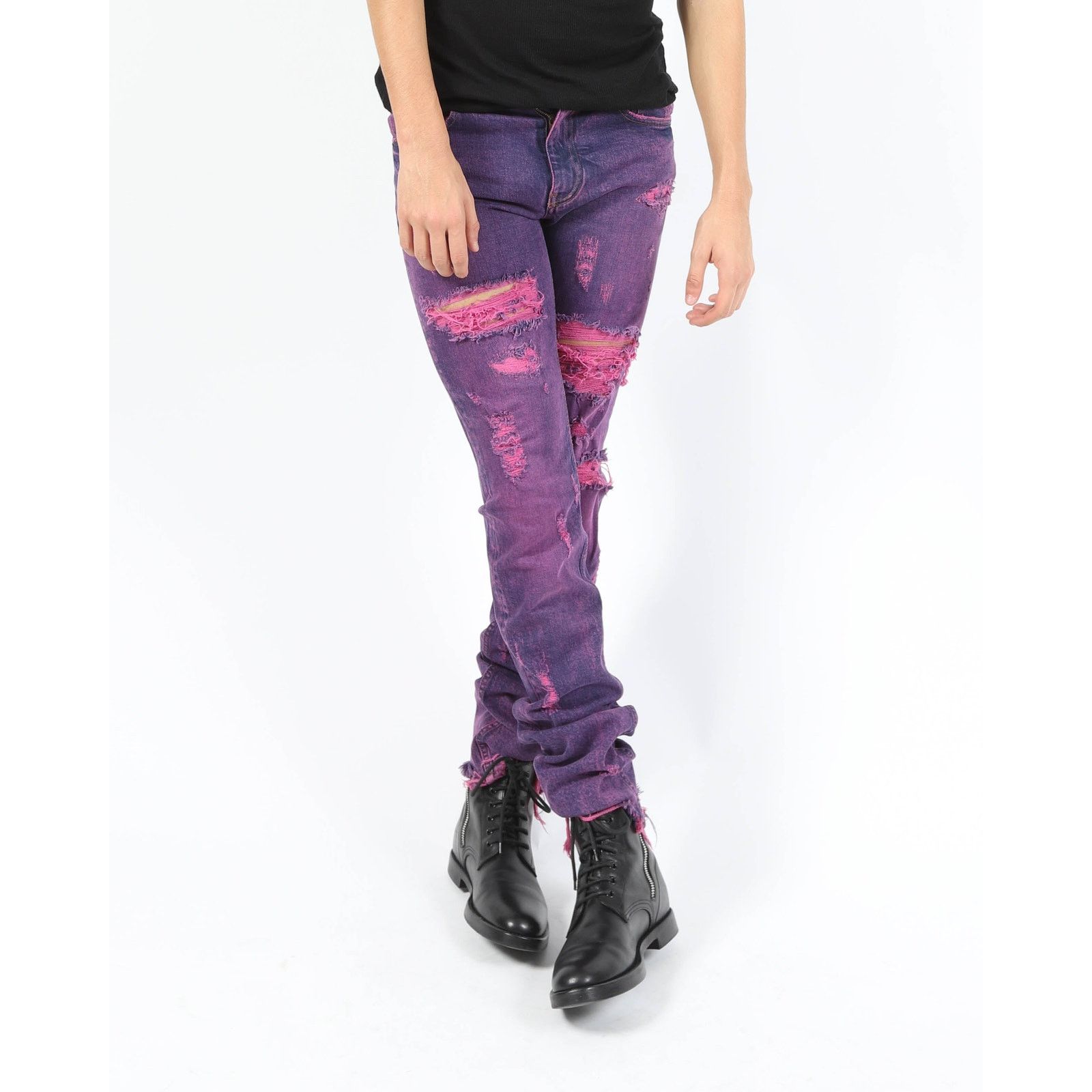Calvin Klein 205W39NYC SS19 Purple Distressed Denim Sample Size US 30 / EU 46 - 4 Thumbnail