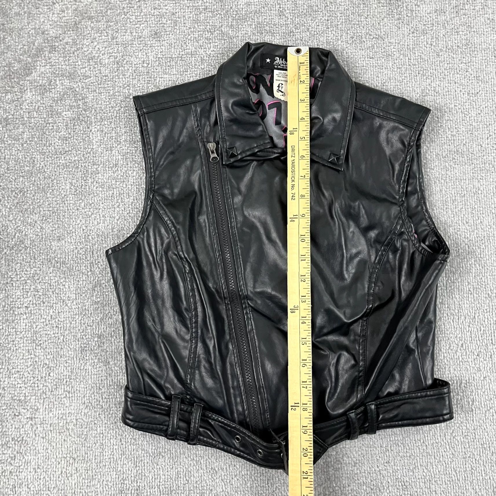 Vintage Abbey Dawn by Avril Lavigne Jacket Large Juniors 100% PVC Poly Leather Zip Moto Size L / US 10 / IT 46 - 3 Thumbnail