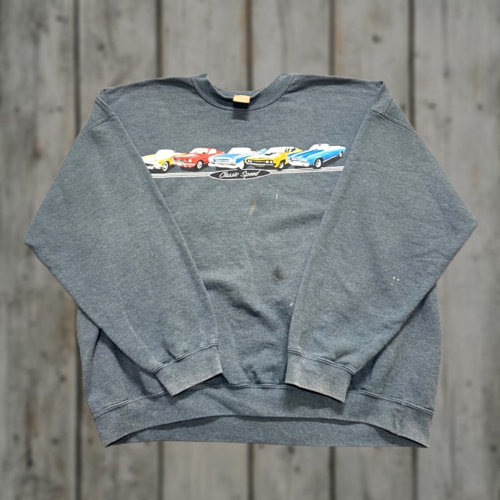 George VINTAGE George Sweatshirt XL Men Gray Cotton Blend Classic Speed Stain Distressing Size US XL / EU 56 / 4 - 1 Thumbnail