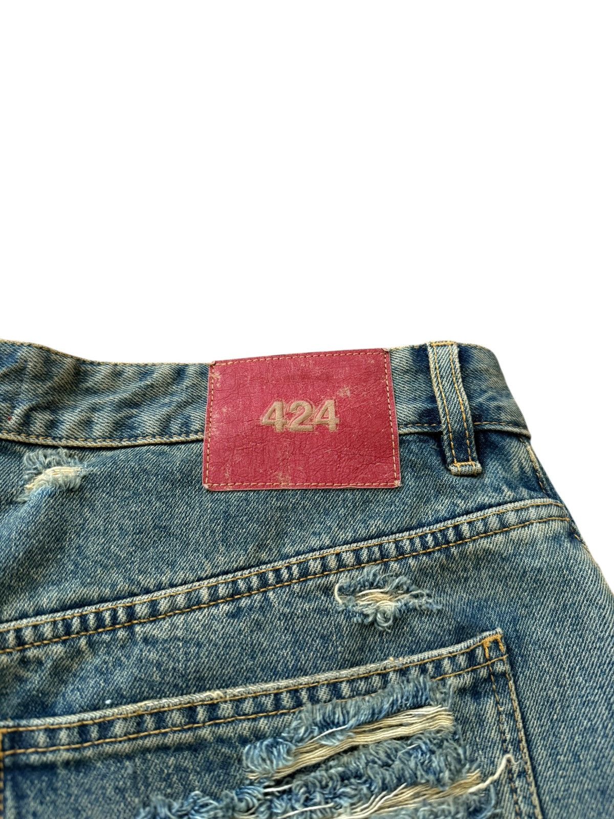 424 Rare Big Daddy Thrashed Ripped Denim Short Size US 36 / EU 52 - 13 Thumbnail
