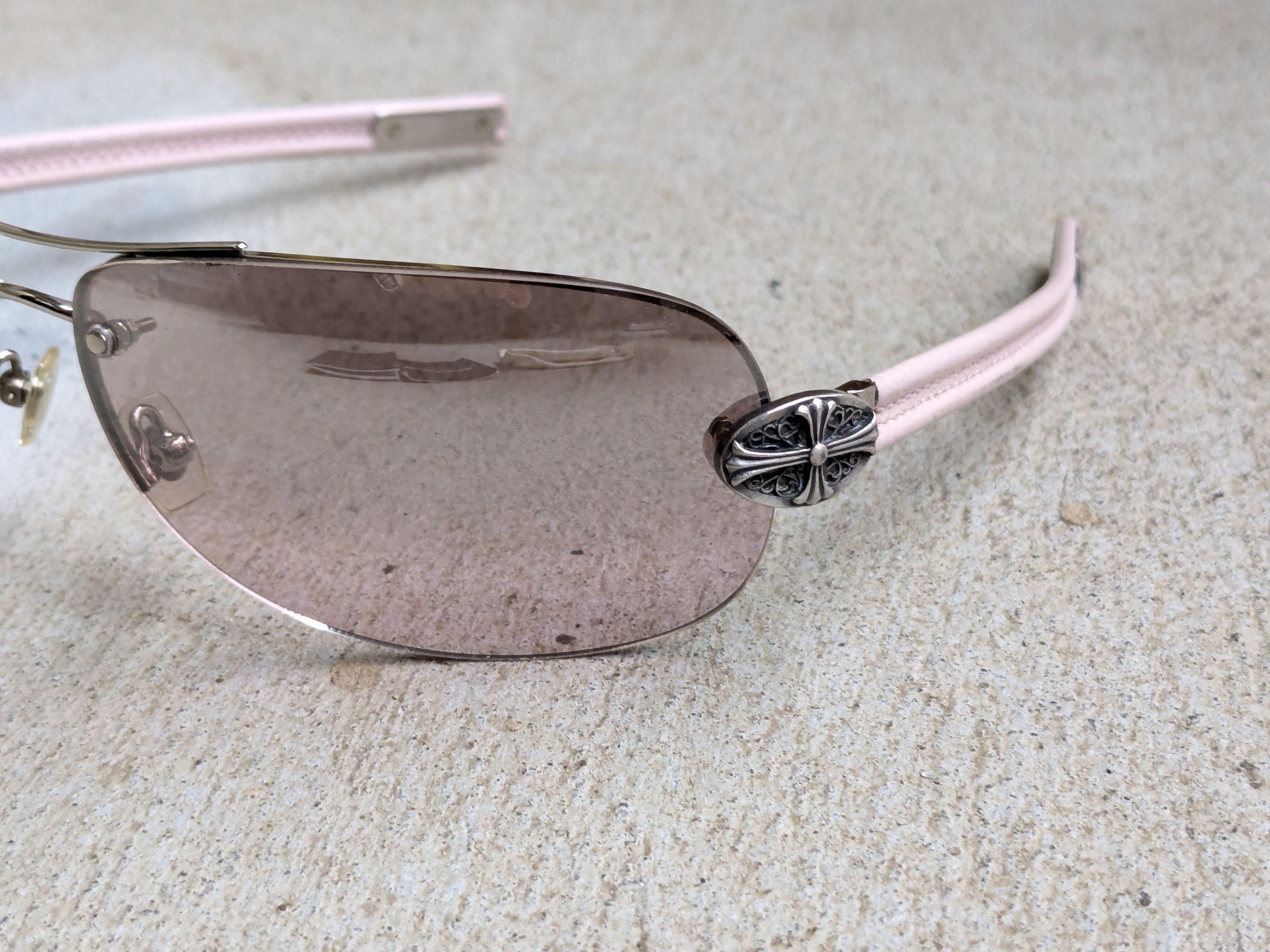 Chrome Hearts Chrome Hearts Classic Oval Sunglasses Pink Leather Sterling Size ONE SIZE - 6 Thumbnail