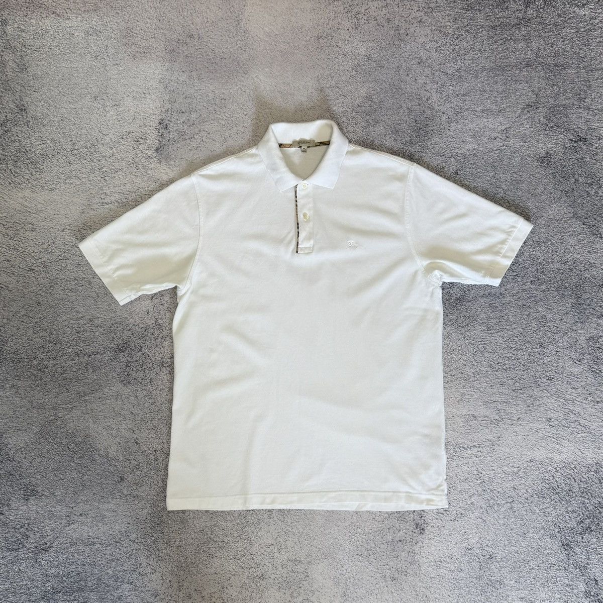 Burberry London Polo Shirt White Nova Check Logo Men M L