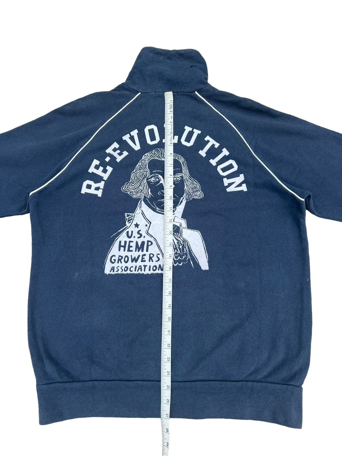 Vintage 90s Ozone Rocks Japan RE-EVOLUTION Faded Navy Zip Sweater Size US L / EU 52-54 / 3 - 5 Thumbnail