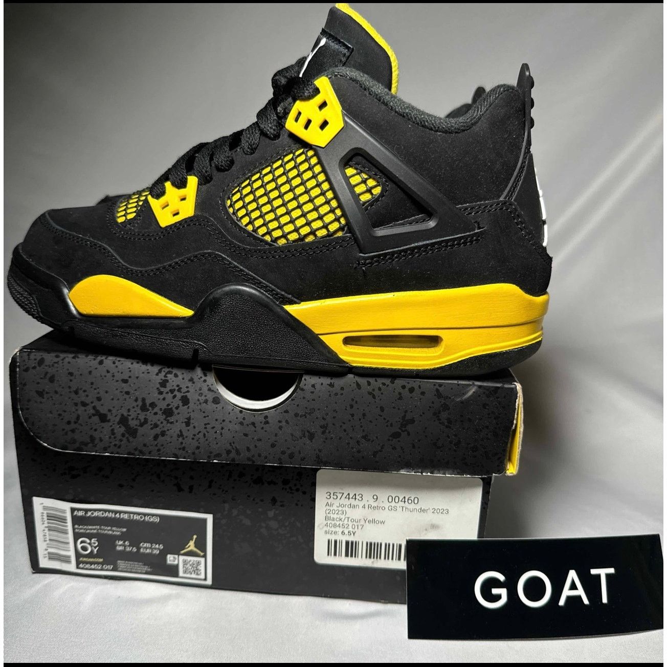 Jordan Brand × Nike Size 6.5 Nike Air Jordan 4 Retro GS Thunder 2023 Men's Shoes Size US 6.5 / EU 39-40 - 8 Thumbnail