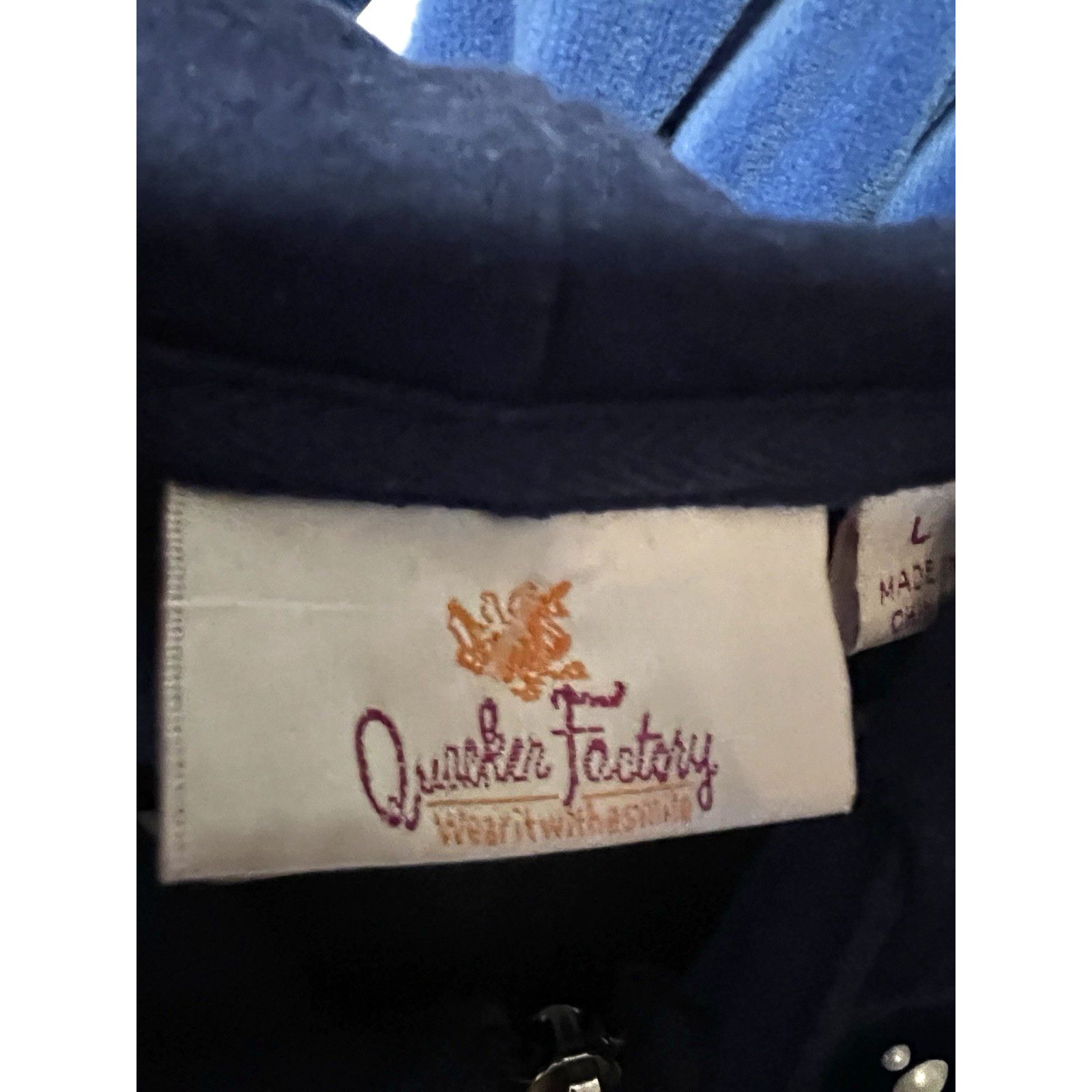 Vintage Quacker Factory Blue Bling Large Zip Jacket Hoodie Pockets Size L / US 10 / IT 46 - 6 Thumbnail