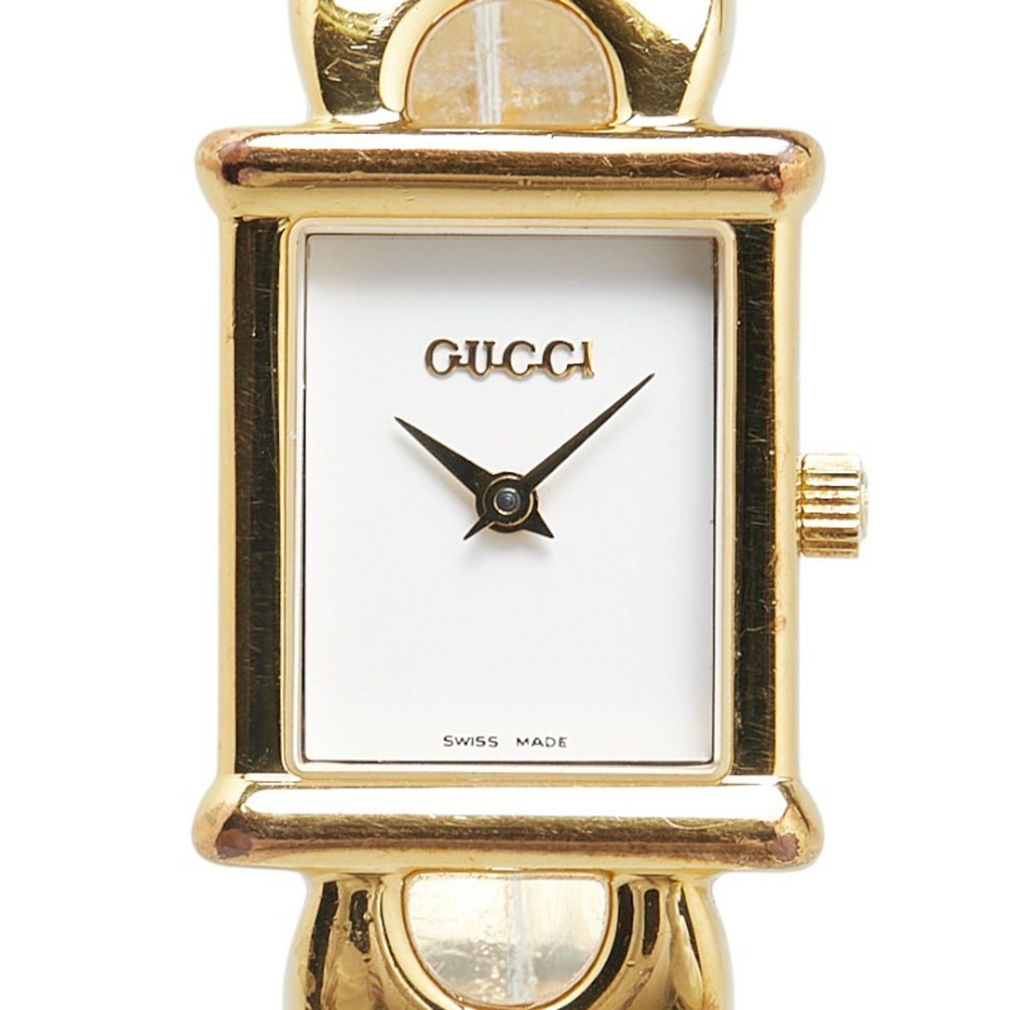Gucci Change Belt Watch 1800L Quartz White Dial Plated Ladies Gucci, Women's