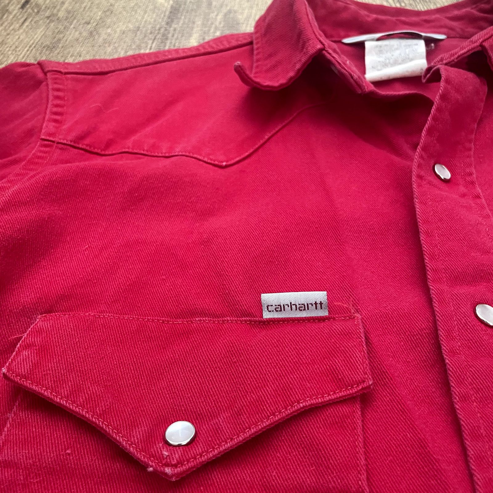 Carhartt × Vintage Vintage 1990s Carhartt Pearl Snap Work Shirt Mens Size M Size US M / EU 48-50 / 2 - 3 Thumbnail