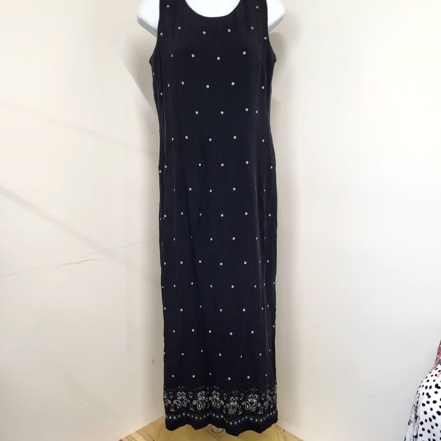 Vintage VINTAGE S. L. Fashion Dress Womens Size 14 Black Maxi Shift Zippered Back Paisley Floral Size XL / US 12-14 / IT 48-50 - 2 Thumbnail