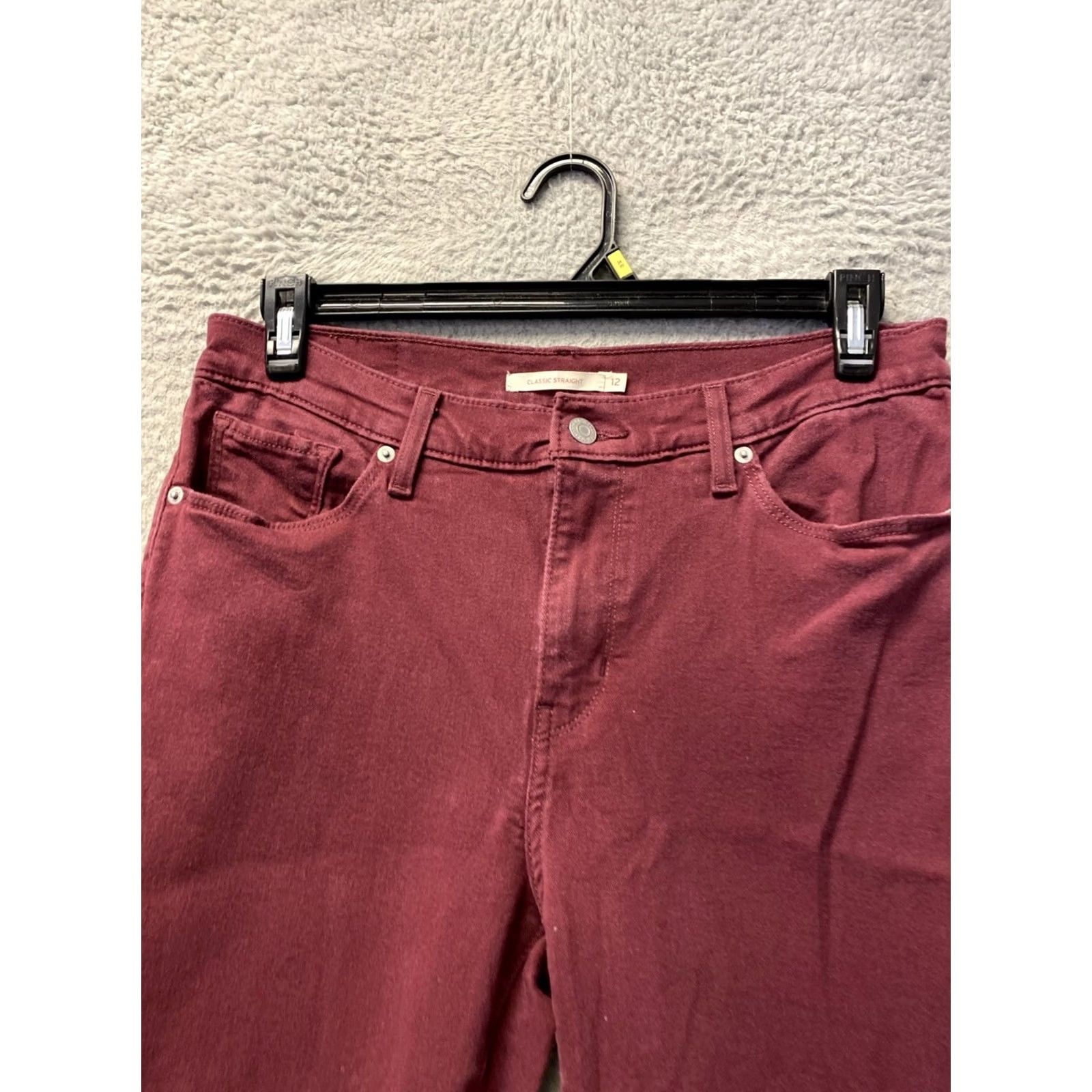 Levi's Levi’s Women’s 12 Straight Burgundy Denim Pants /0908 Size 24" / US 00 / IT 34 - 2 Thumbnail