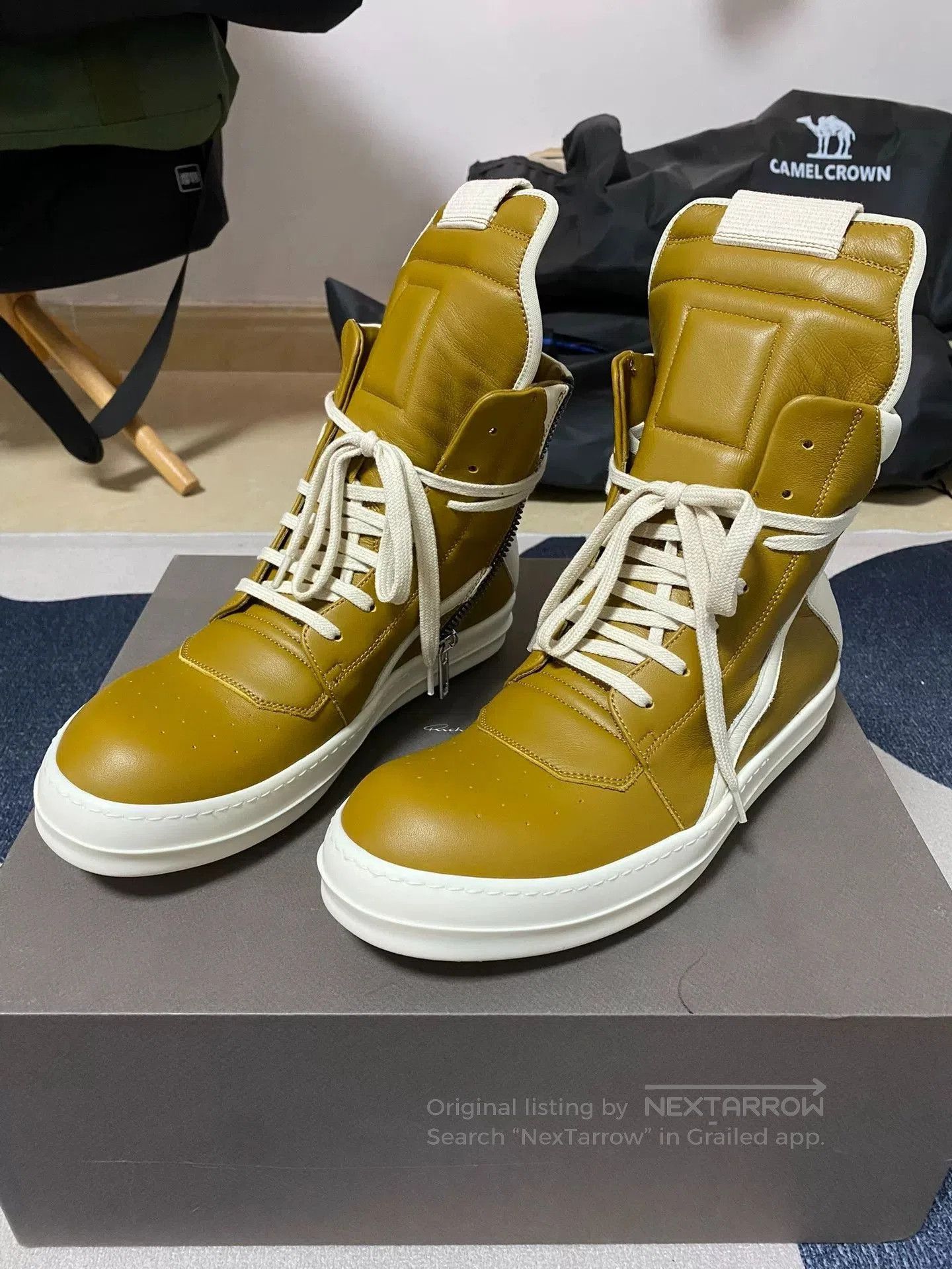 Rick Owens rick owens yellow high-top sneakers. Size US 7.5 / EU 40-41 - 1 Thumbnail