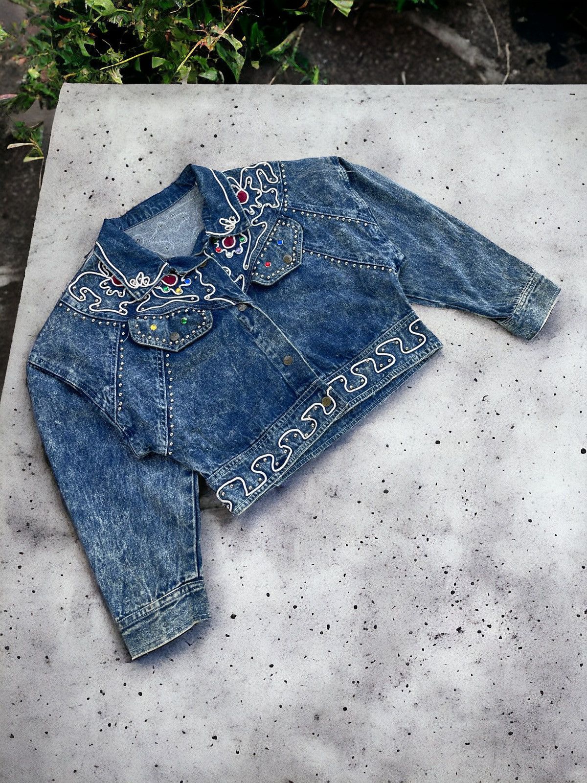Japanese Brand 🔥Vintage Kong Loon Studded Crop Denim Jacket Kapital Style Size S / US 4 / IT 40 - 2 Thumbnail