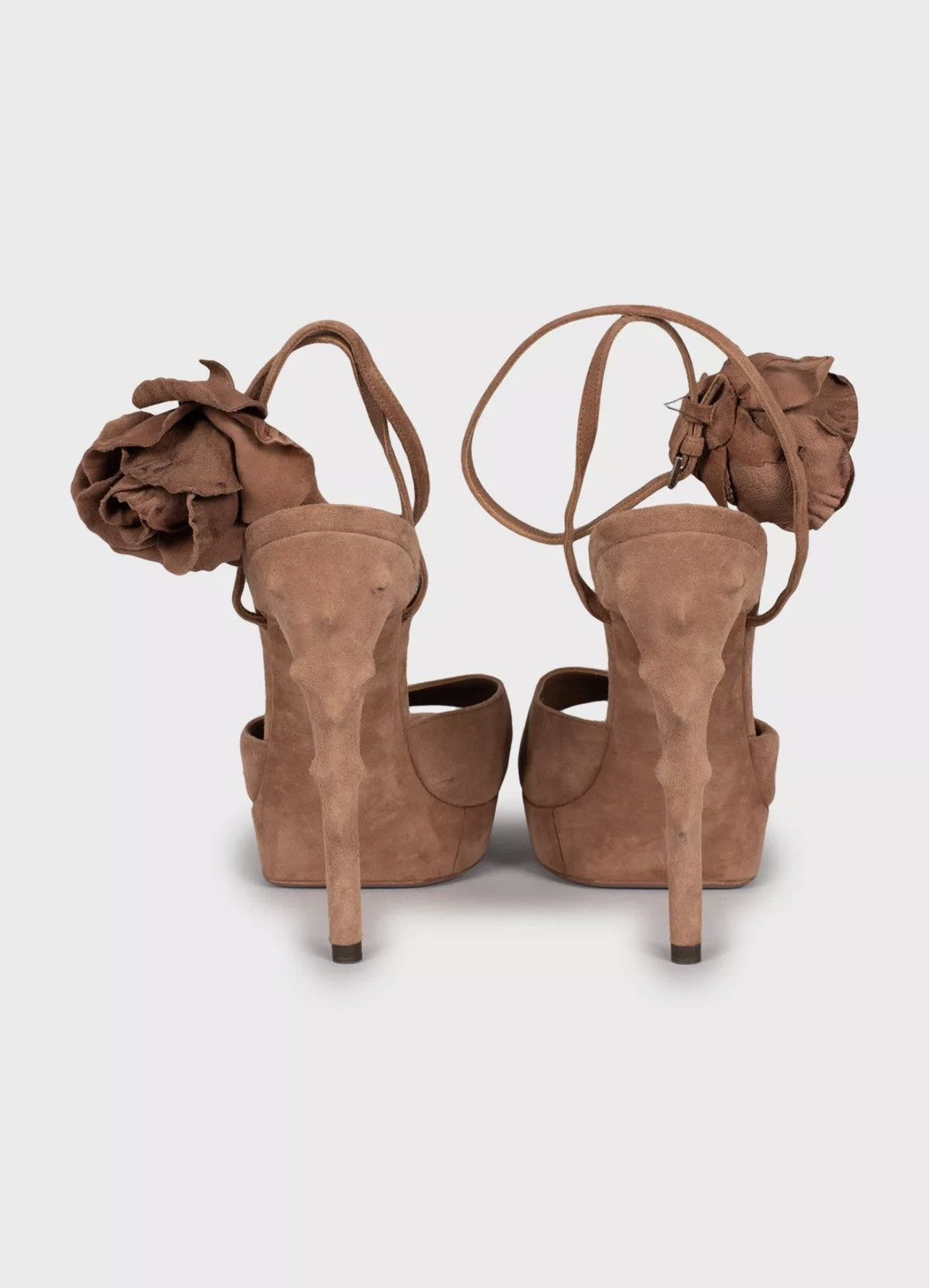 Saint Laurent Paris SAINT LAURENT by Tom Ford FW 2003 Rose Bow Suede Heels ysl Size US 9.5 / IT 39.5 - 6 Thumbnail