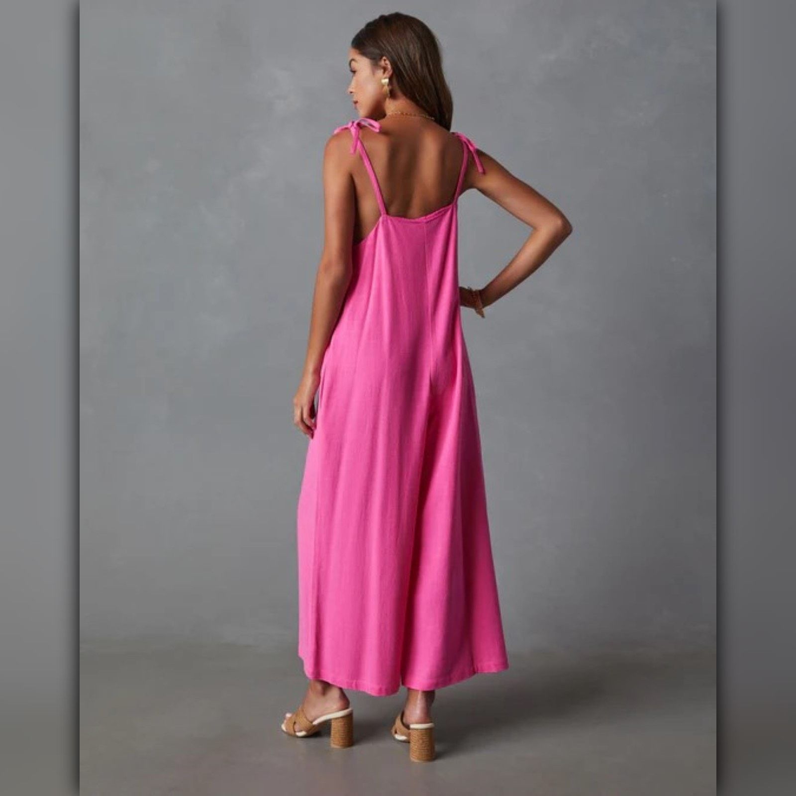 Nordstrom • A058 • (L) NWT Vici Pocketed Linen Blend Relaxed Jumpsuit Size 34" / US 12 / IT 48 - 4 Thumbnail