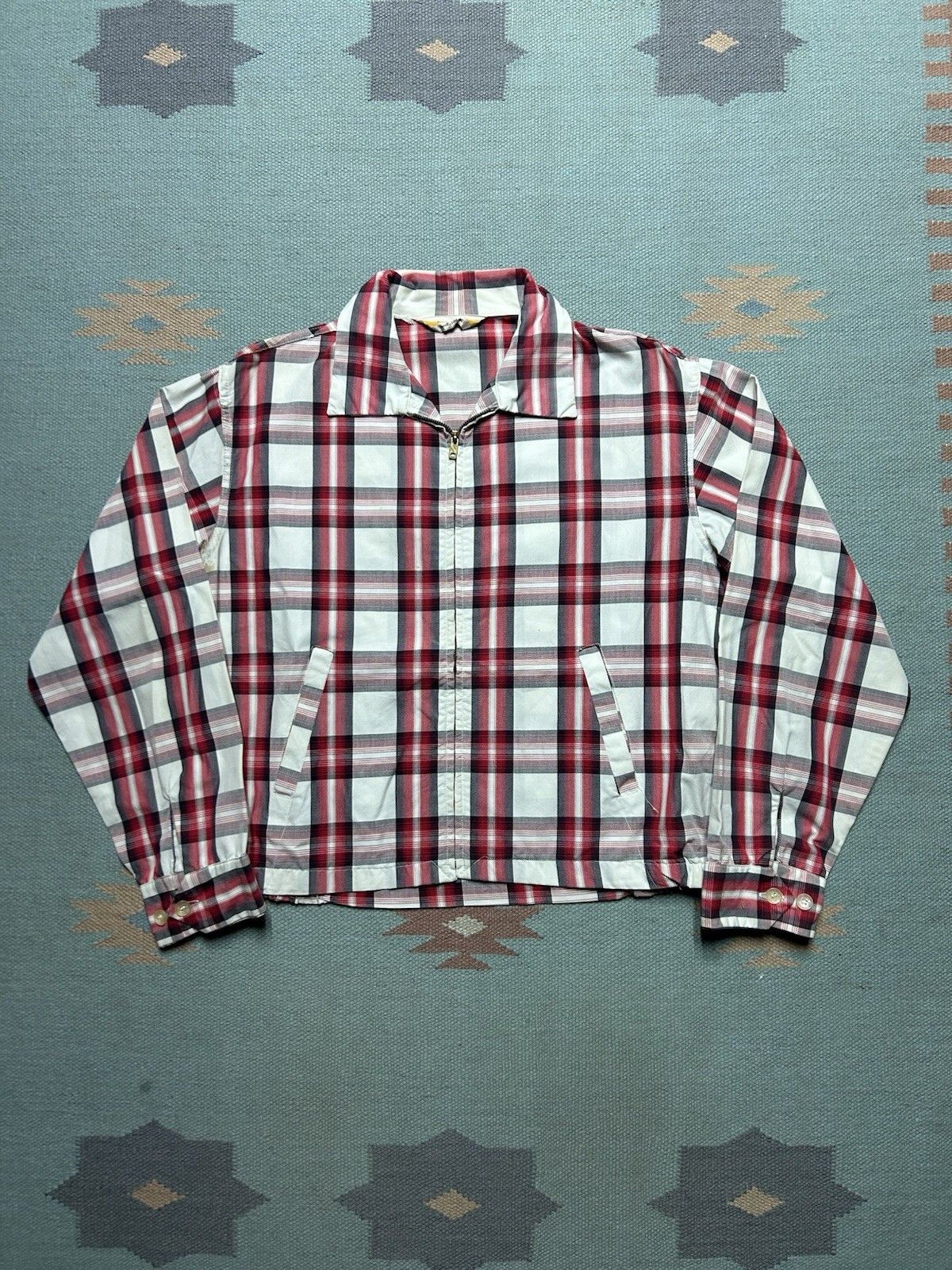 Vintage Vtg 50s Penney’s cotton jacket zip shadow plaid rockabilly L Size US L / EU 52-54 / 3 - 1 Thumbnail