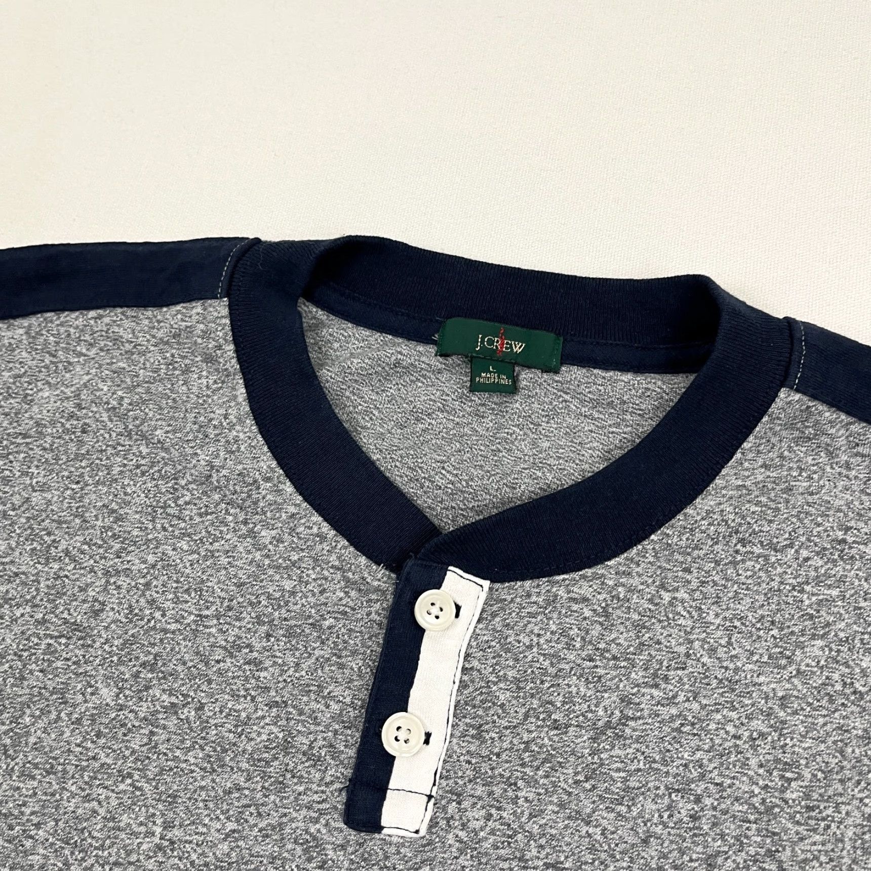 J.Crew J. Crew Oarsman Shirt Mens L Gray Blue Contrast Henley Short Sleeve Casual Prep Shirt Size US L / EU 52-54 / 3 - 2 Thumbnail