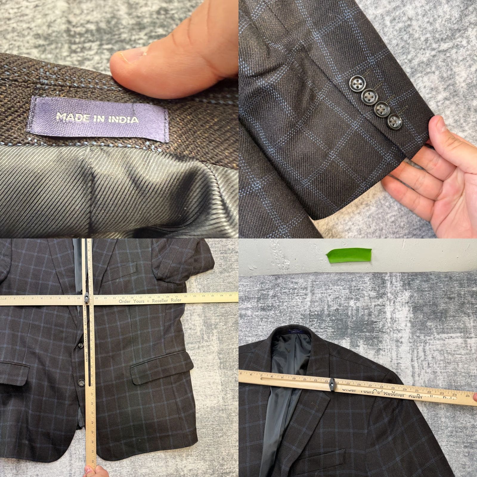 Stafford Stafford Sport Coat Blazer Jacket Mens 46S Brown Wool Plaid Notch Lapel 2-Button 4-Button Sleeve" Size 46R - 9 Thumbnail