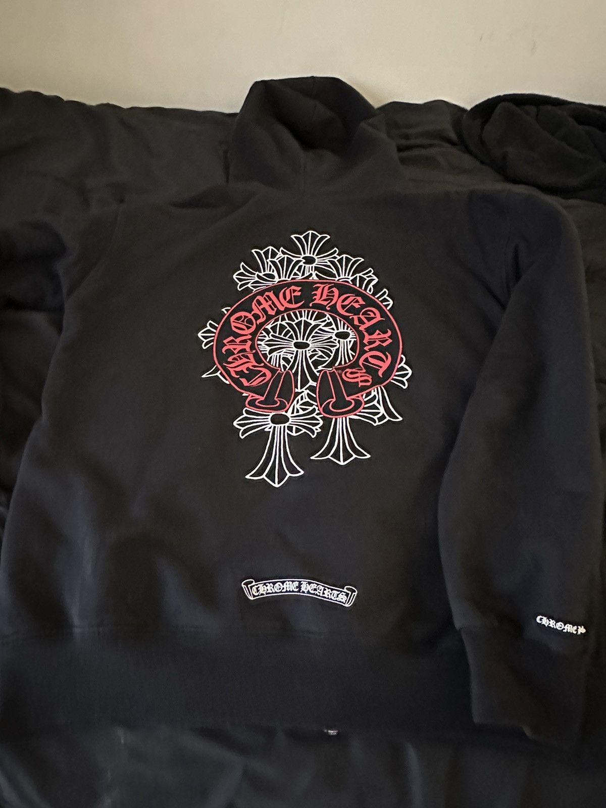 Chrome Hearts × Streetwear Chrome Hearts Red Horseshoe Zip- Up Hoodie ...