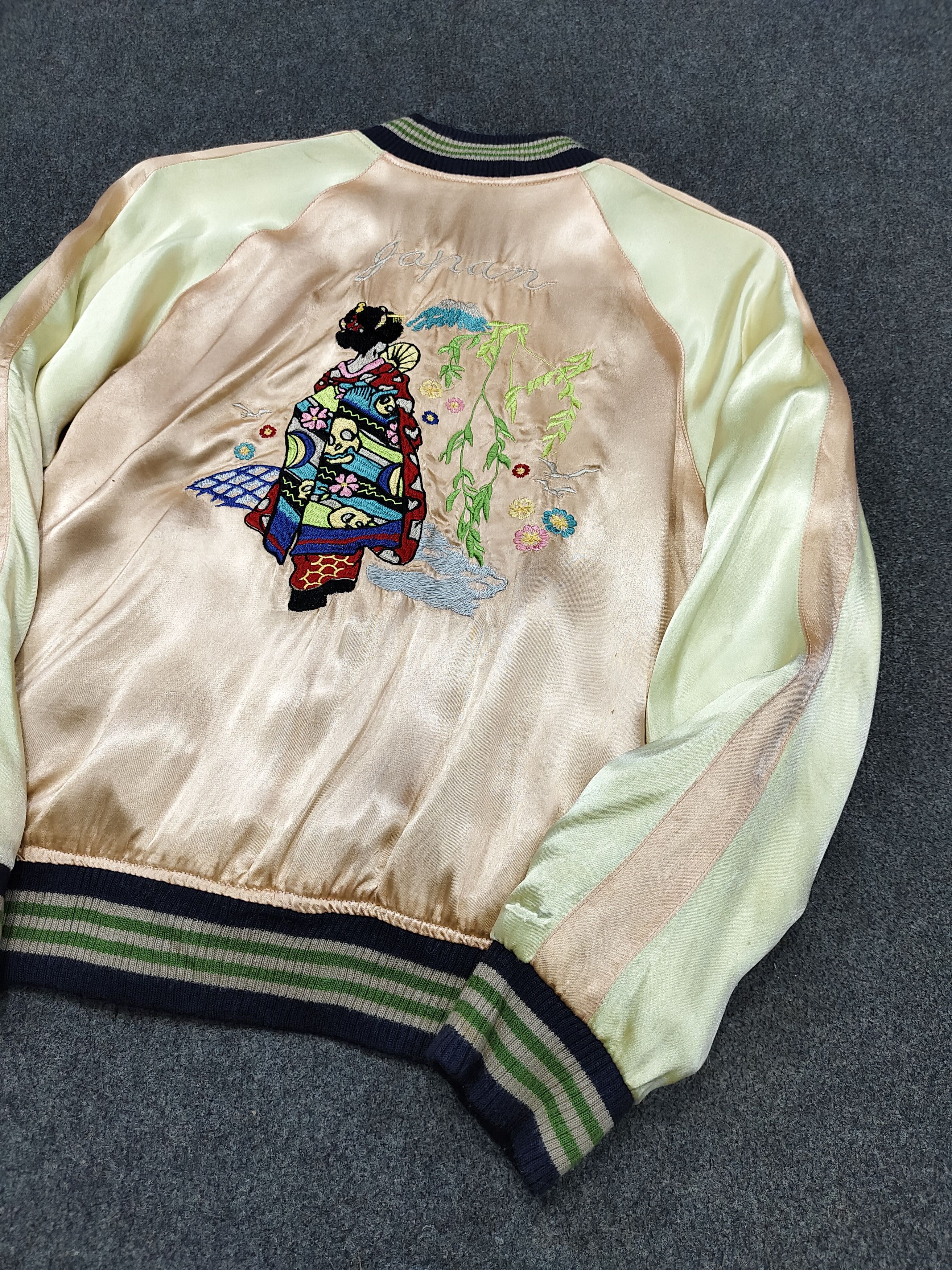 Japanese Brand 🇯🇵 Vtg Geisha Embroidered Rayon Reversible Sukajan Size US S / EU 44-46 / 1 - 3 Thumbnail