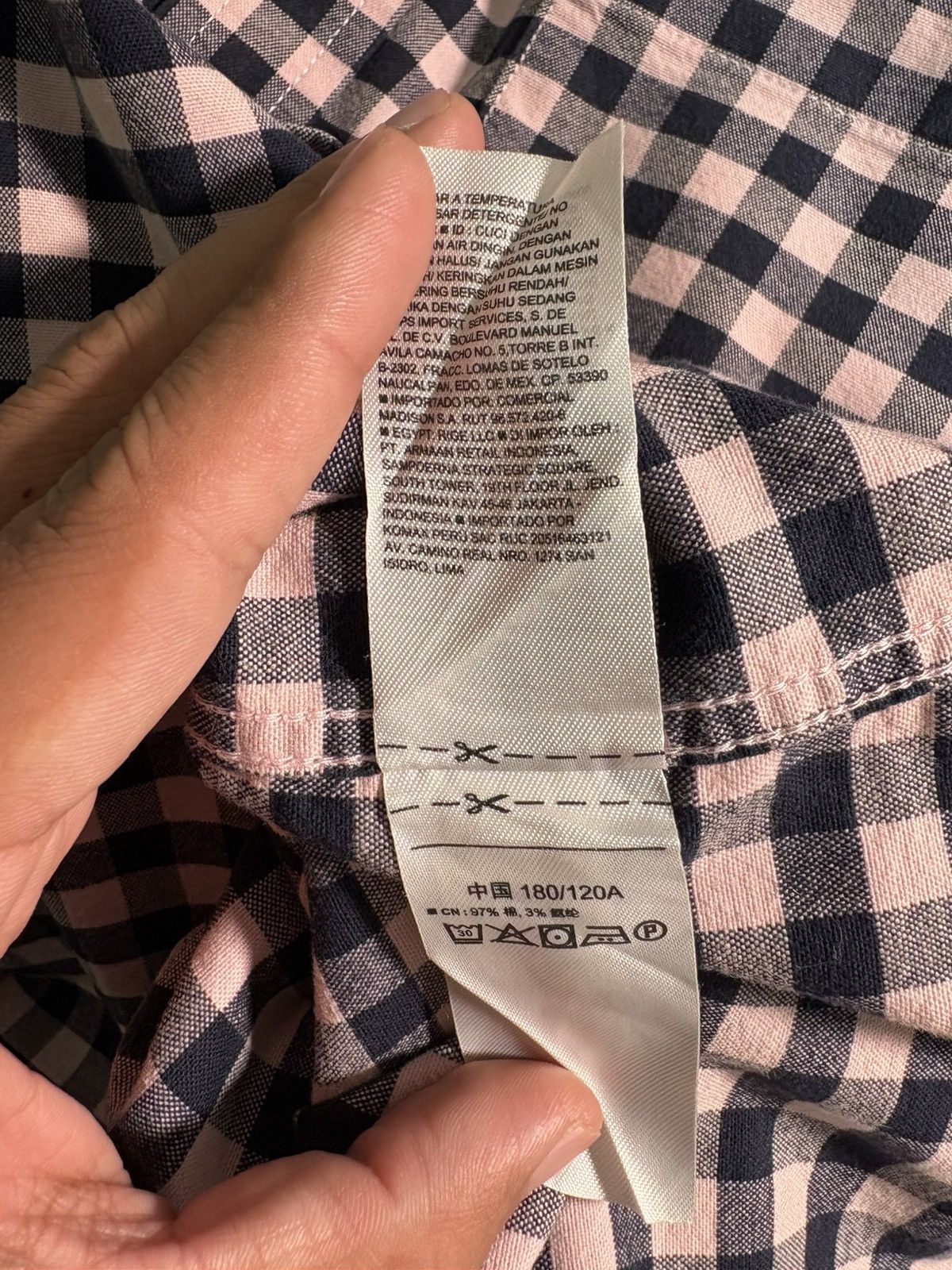 Old Navy Old Navy Slim Fit Stretch Oxford Shirt - Navy/Pink Gingham Size US XL / EU 56 / 4 - 8 Thumbnail
