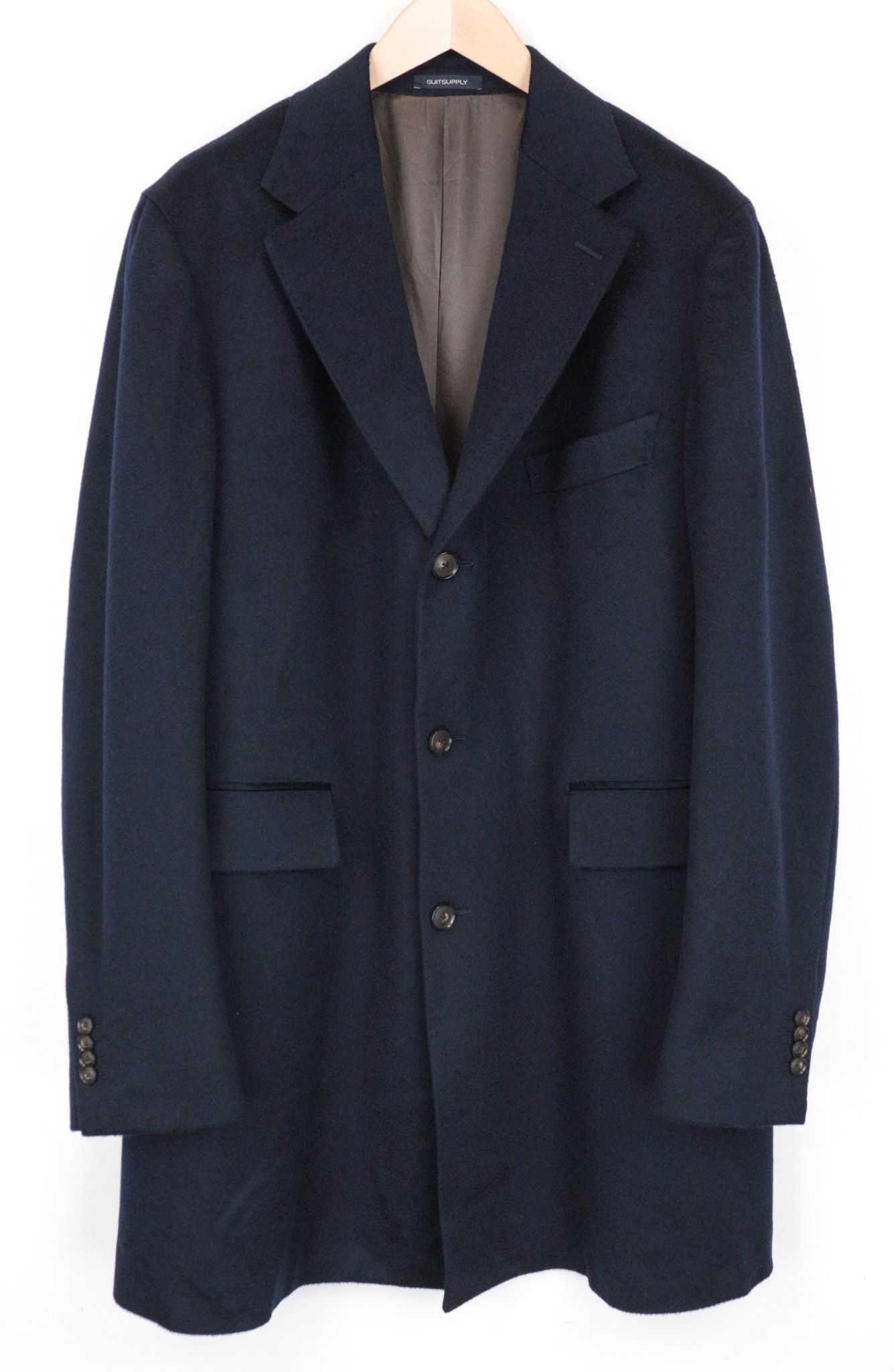 image of Suitsupply Vicenza Uk52S Jort Circular Cashmere Mid-Length Coat 68717 in Blue, Men's (Size 2XL)