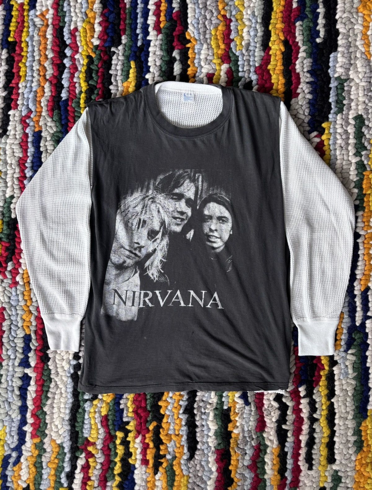 Band Tees × Nirvana × Vintage Vintage Nirvana Bootleg Tee Shirt Cutoff RARE Size US L / EU 52-54 / 3 - 1 Thumbnail